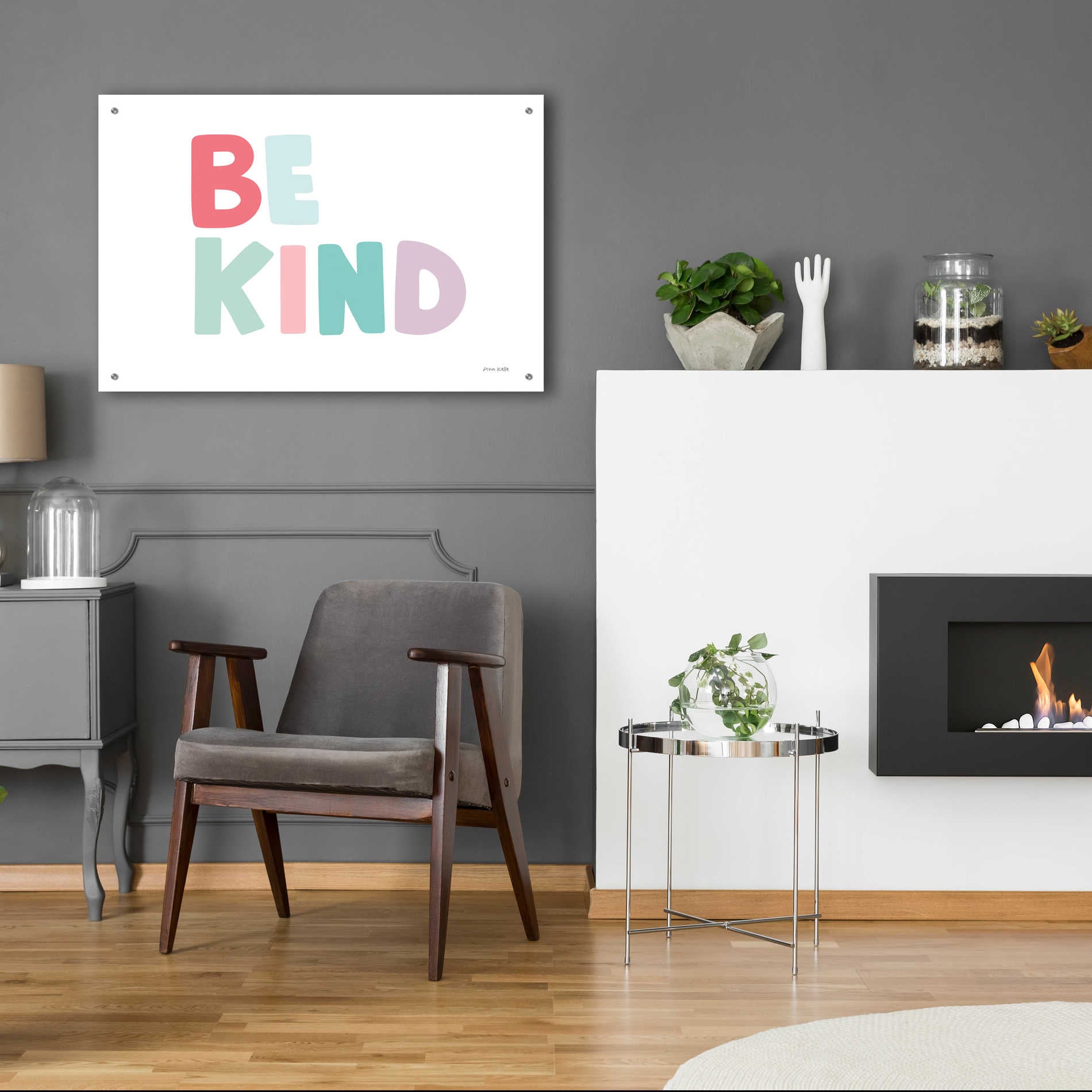 Epic Art 'Be Kind' by Ann Kelle Designs, Acrylic Glass Wall Art,36x24