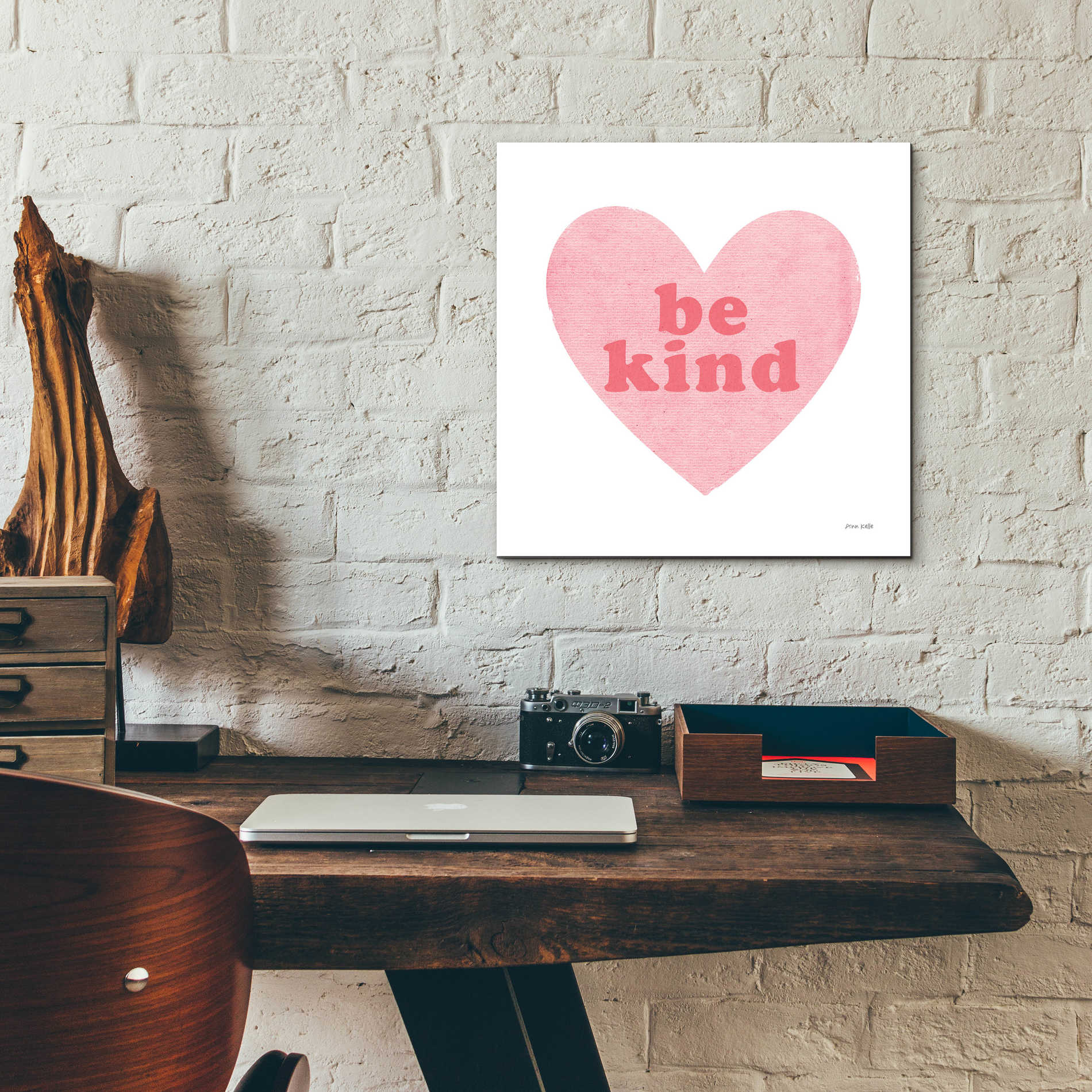 Epic Art 'Be Kind Heart' by Ann Kelle Designs, Acrylic Glass Wall Art,12x12