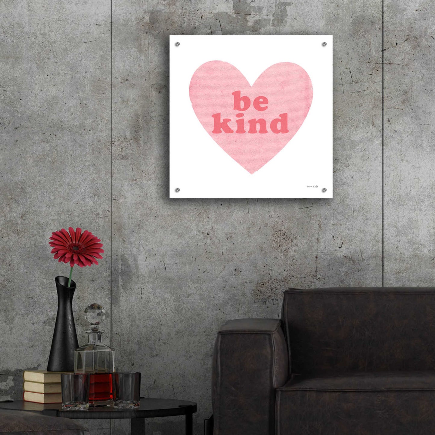 Epic Art 'Be Kind Heart' by Ann Kelle Designs, Acrylic Glass Wall Art,24x24