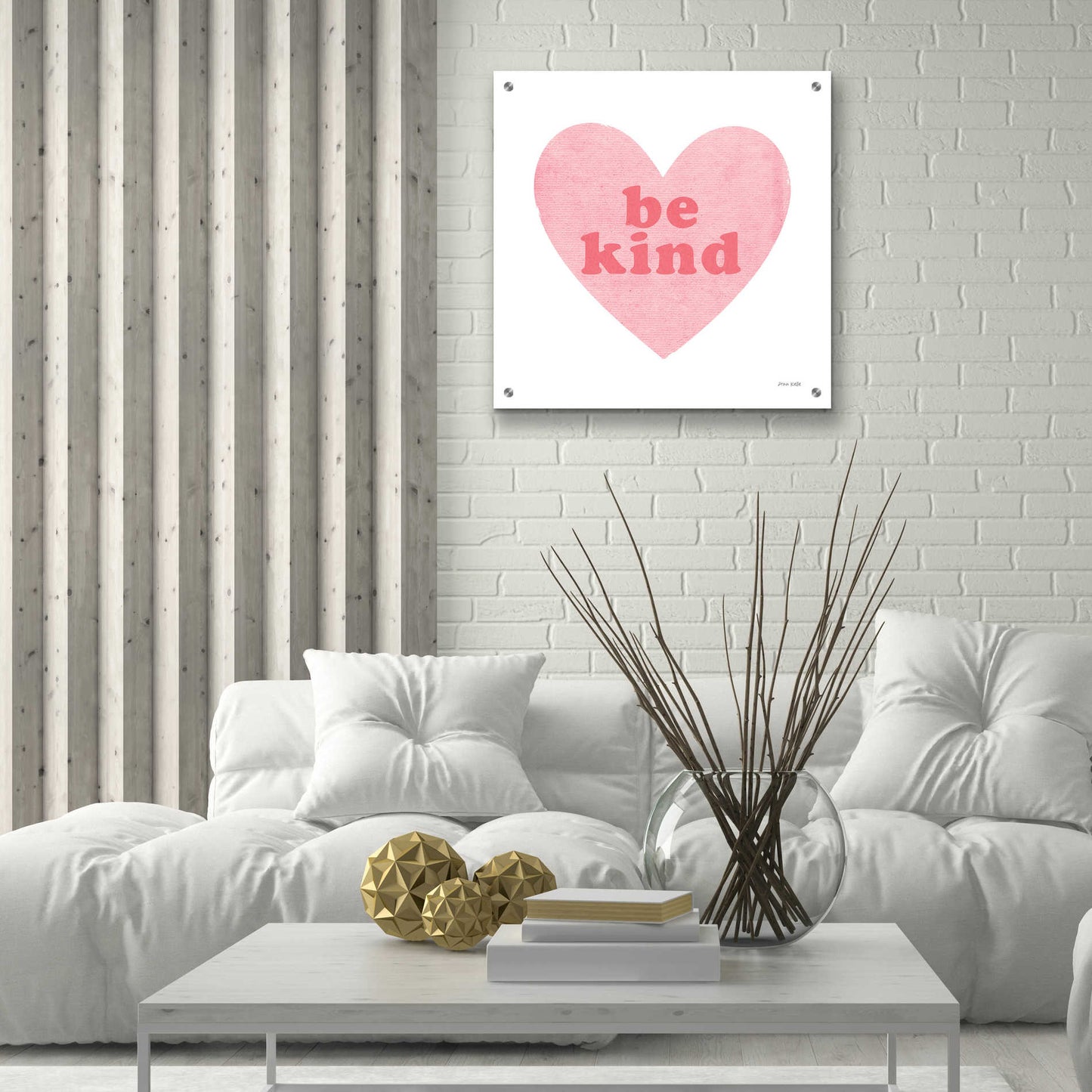 Epic Art 'Be Kind Heart' by Ann Kelle Designs, Acrylic Glass Wall Art,24x24