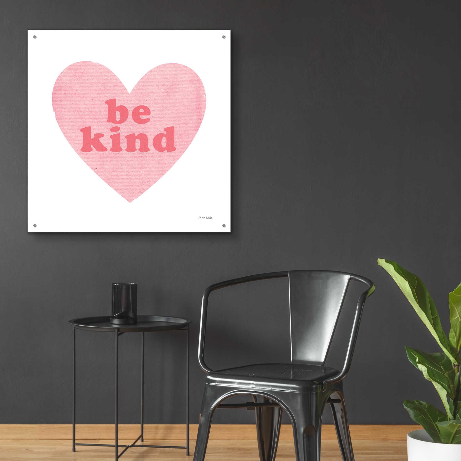 Epic Art 'Be Kind Heart' by Ann Kelle Designs, Acrylic Glass Wall Art,36x36