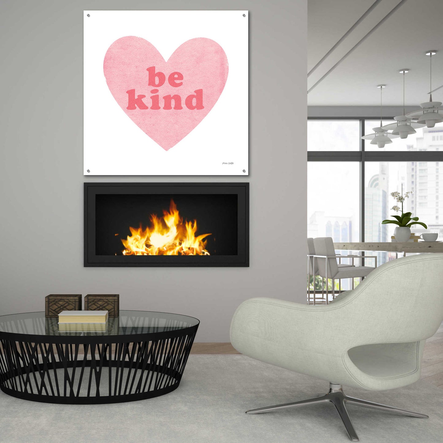 Epic Art 'Be Kind Heart' by Ann Kelle Designs, Acrylic Glass Wall Art,36x36