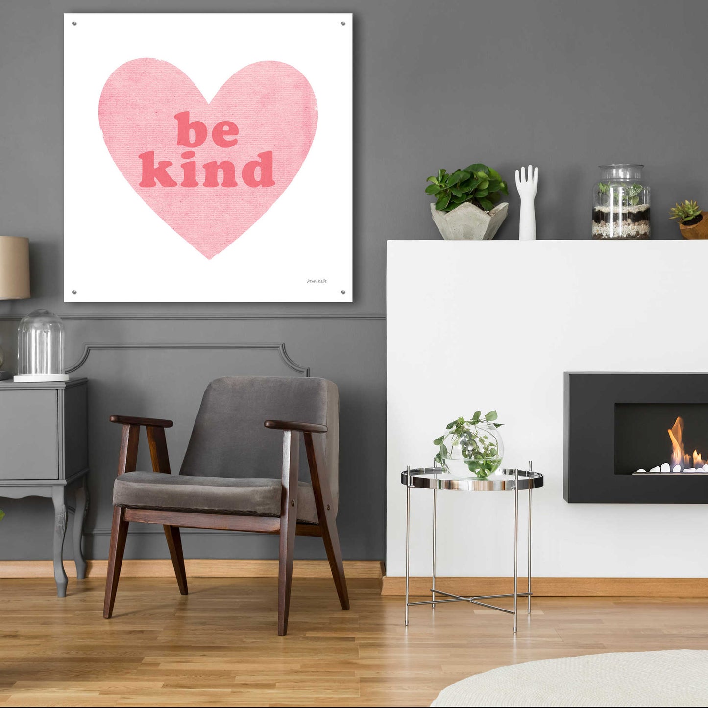 Epic Art 'Be Kind Heart' by Ann Kelle Designs, Acrylic Glass Wall Art,36x36