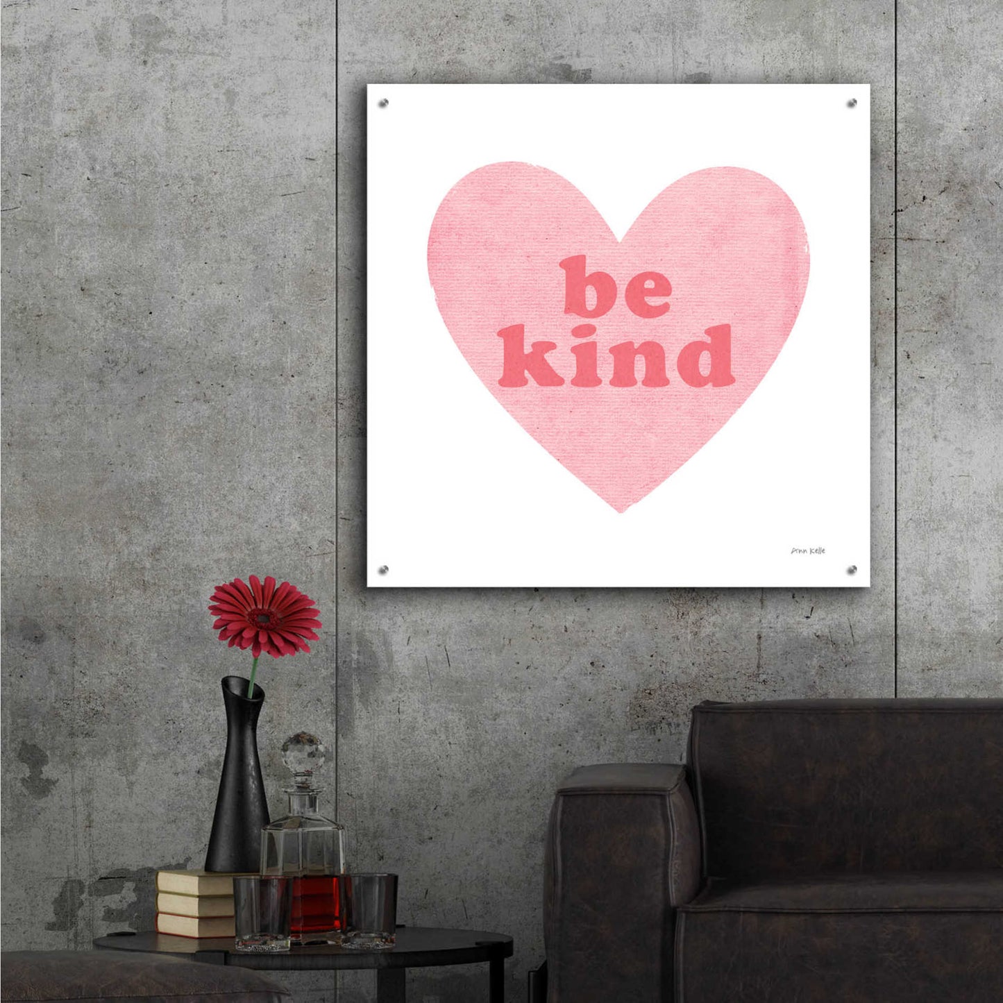 Epic Art 'Be Kind Heart' by Ann Kelle Designs, Acrylic Glass Wall Art,36x36