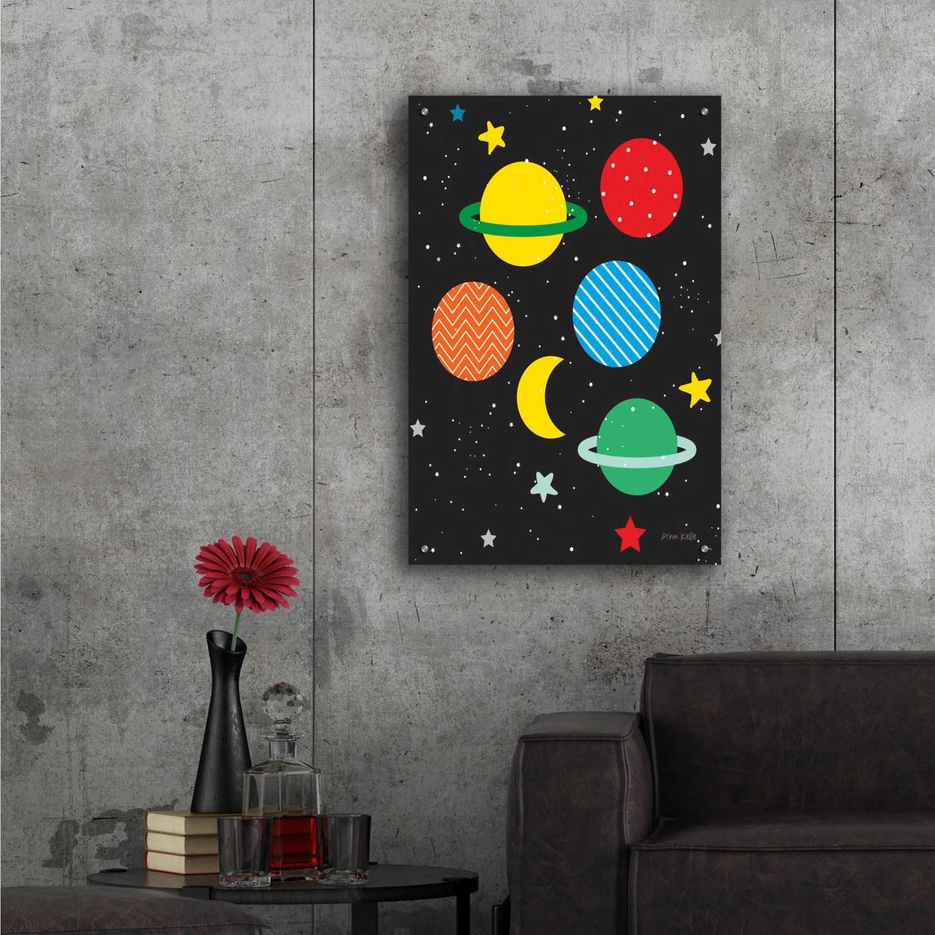 Epic Art 'Outer Space' by Ann Kelle Designs, Acrylic Glass Wall Art,24x36