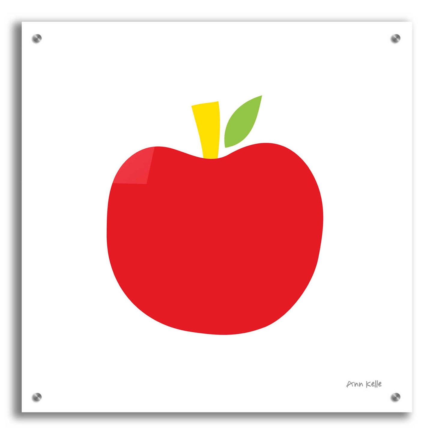 Epic Art 'Red Apple' by Ann Kelle Designs, Acrylic Glass Wall Art,24x24