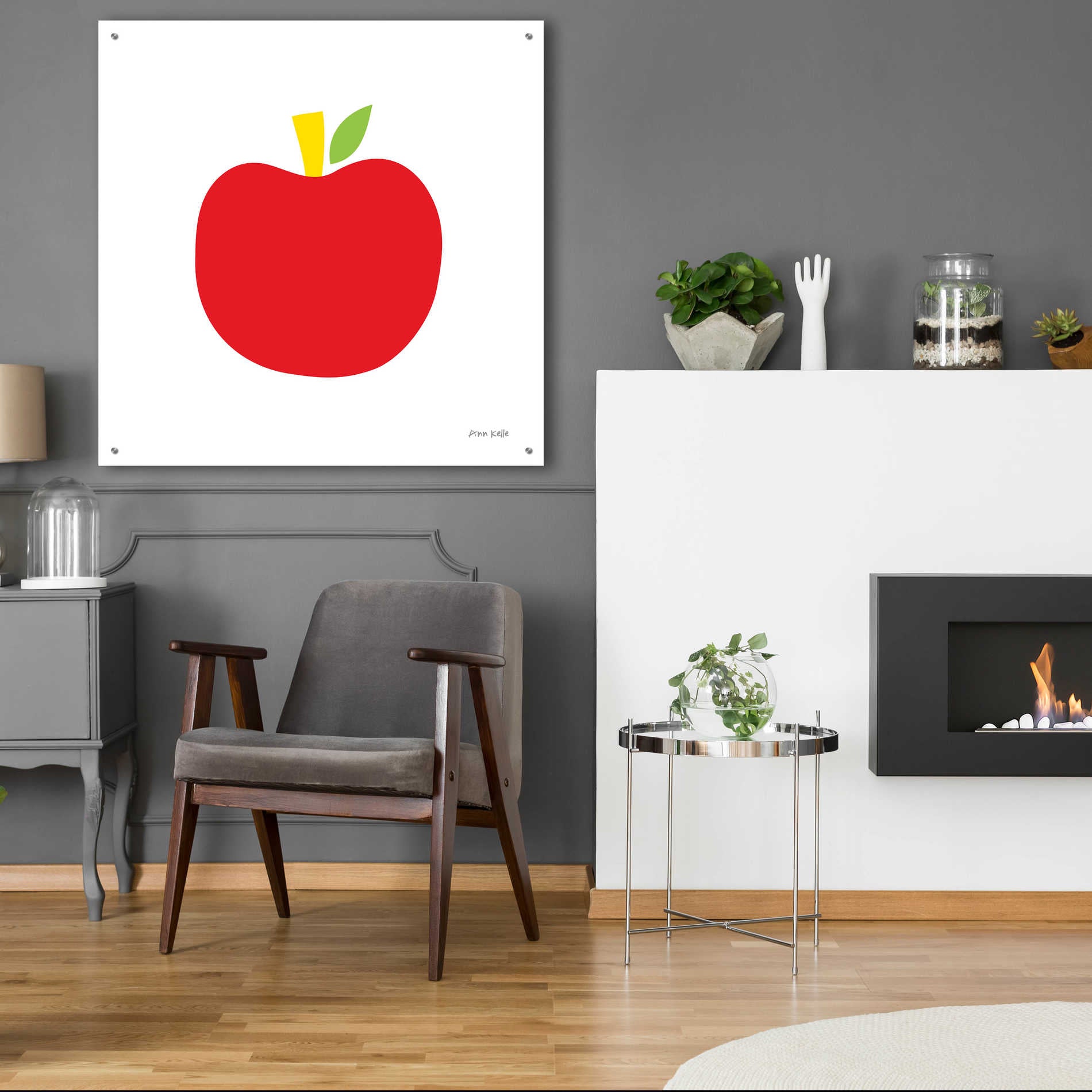 Epic Art 'Red Apple' by Ann Kelle Designs, Acrylic Glass Wall Art,36x36