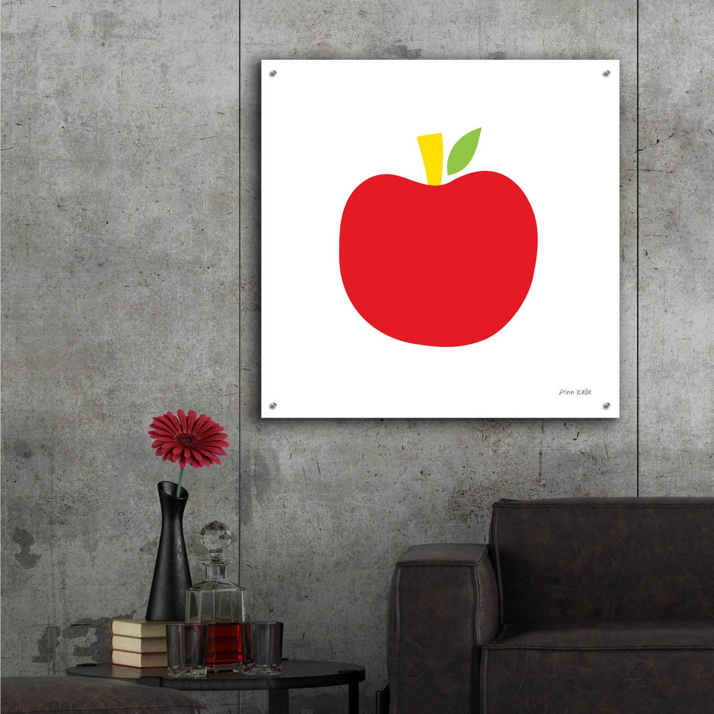 Epic Art 'Red Apple' by Ann Kelle Designs, Acrylic Glass Wall Art,36x36