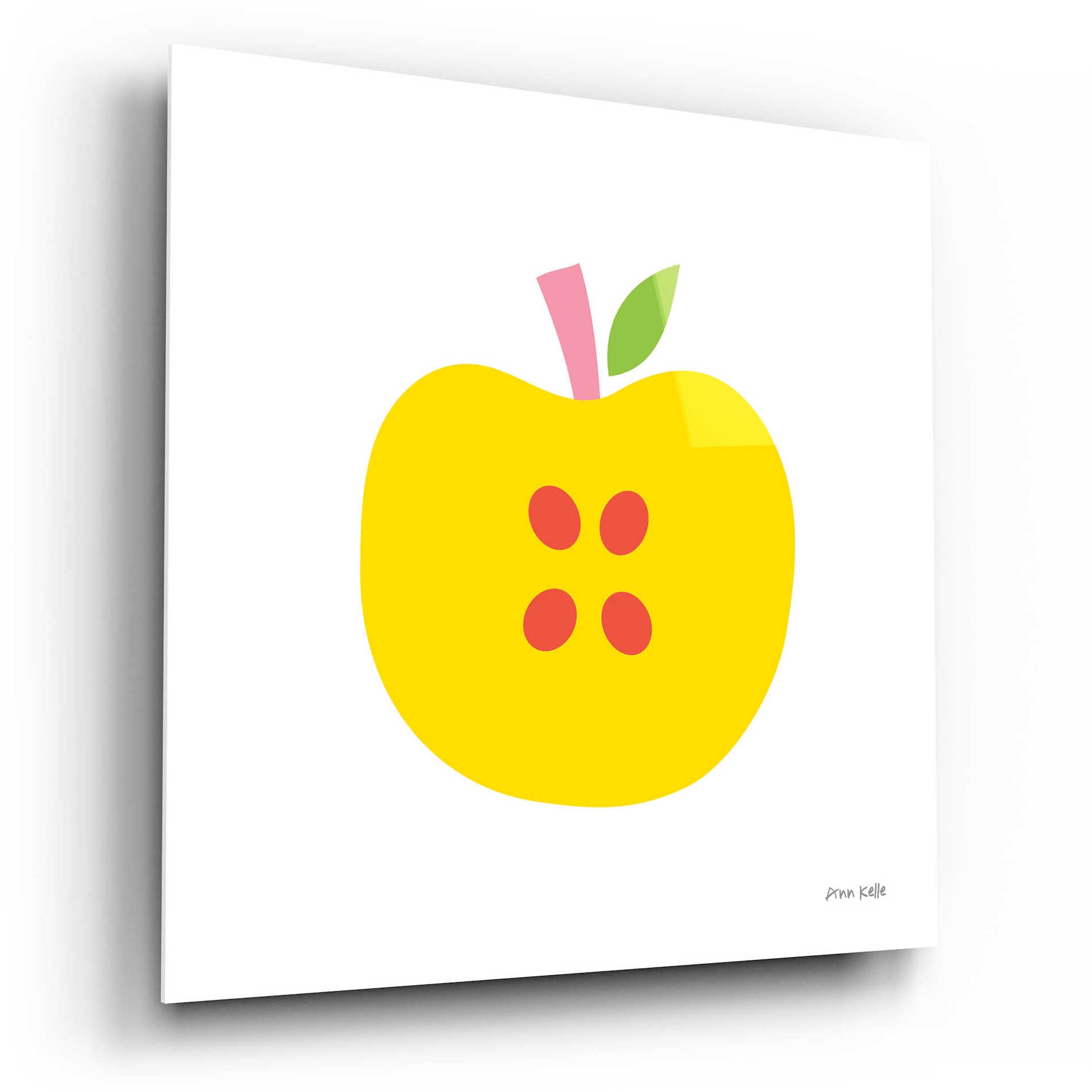 Epic Art 'Yellow Apple' by Ann Kelle Designs, Acrylic Glass Wall Art,12x12