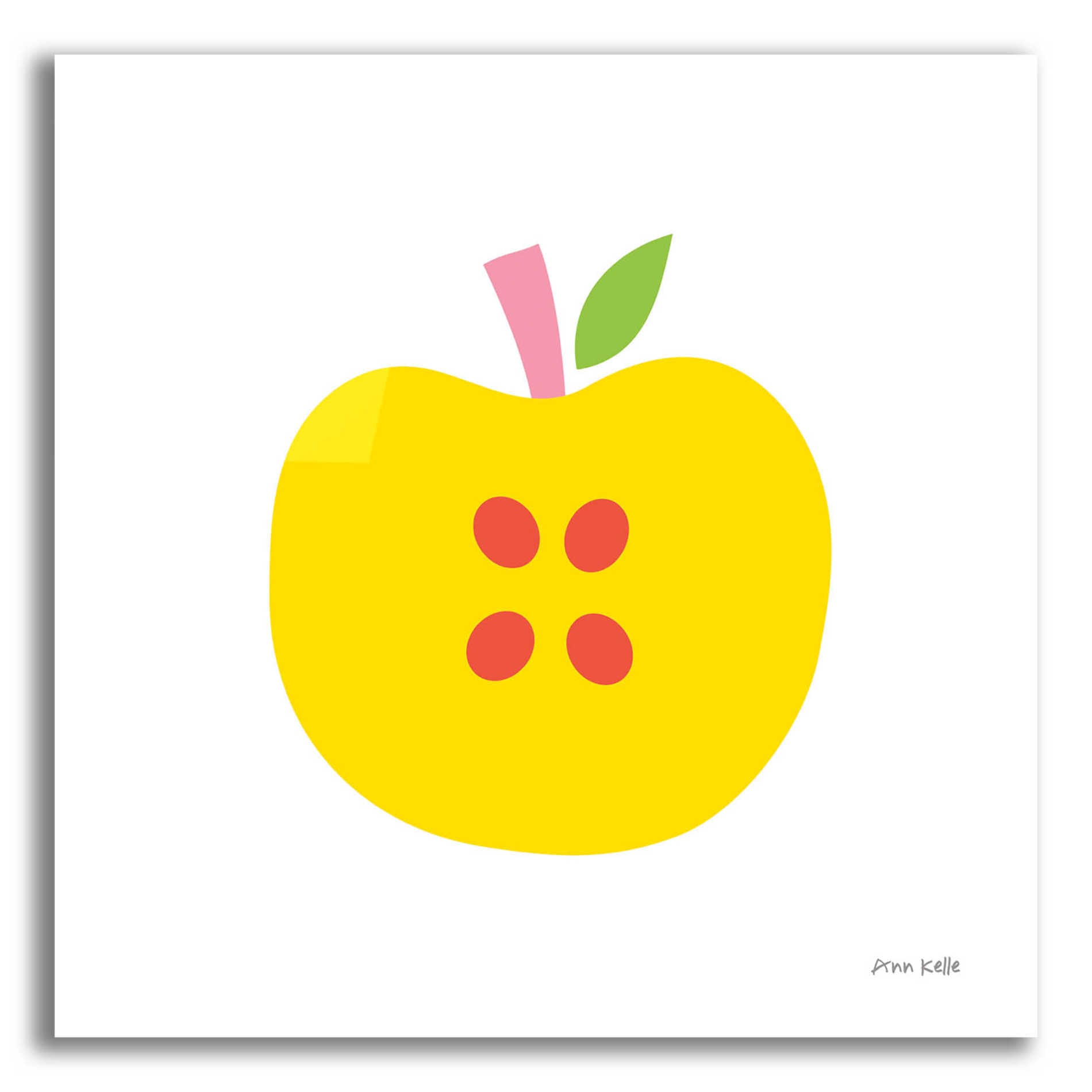 Epic Art 'Yellow Apple' by Ann Kelle Designs, Acrylic Glass Wall Art,12x12