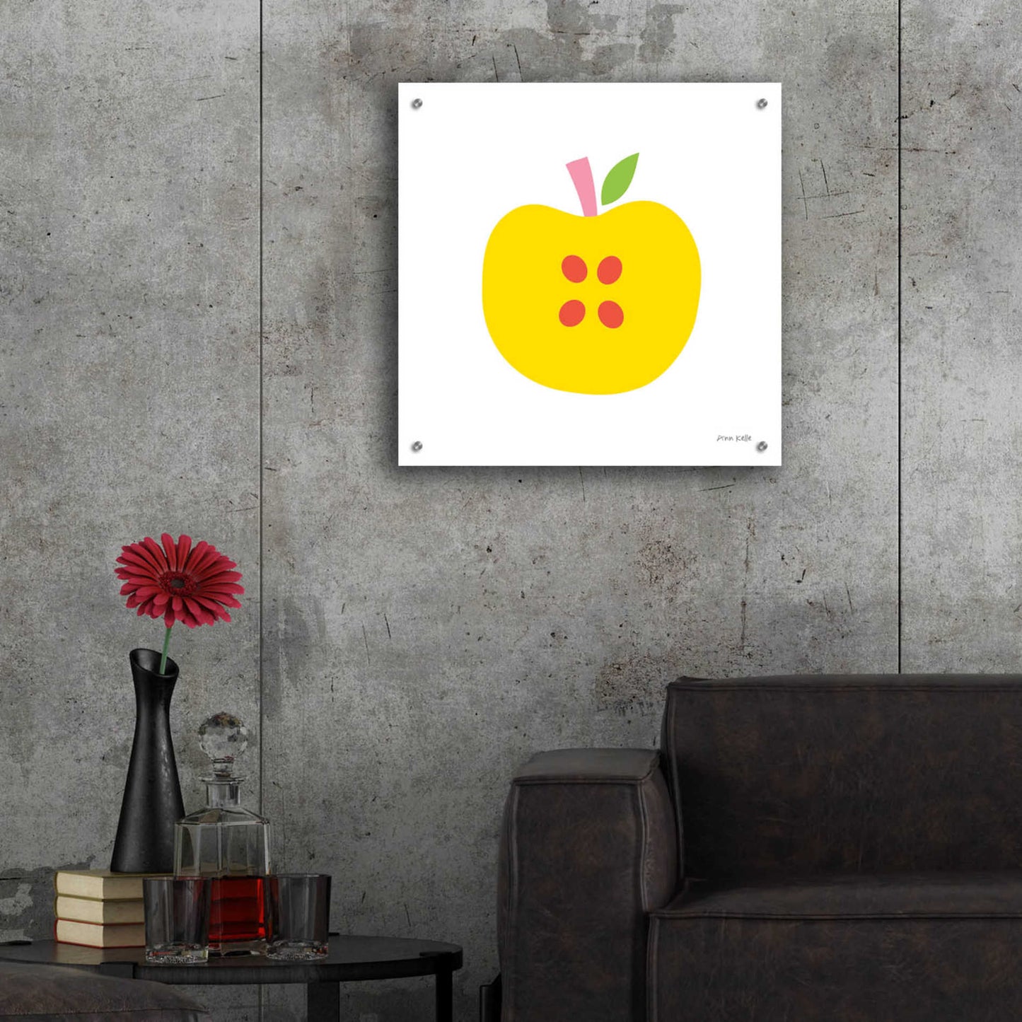 Epic Art 'Yellow Apple' by Ann Kelle Designs, Acrylic Glass Wall Art,24x24