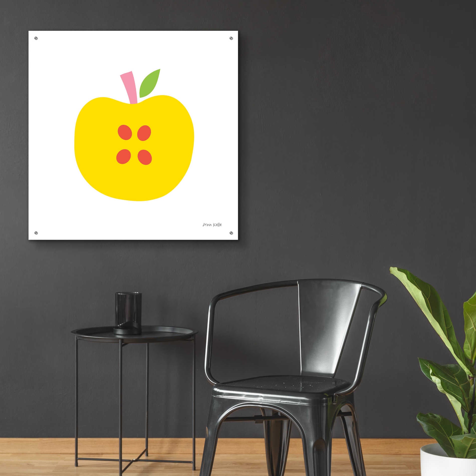 Epic Art 'Yellow Apple' by Ann Kelle Designs, Acrylic Glass Wall Art,36x36