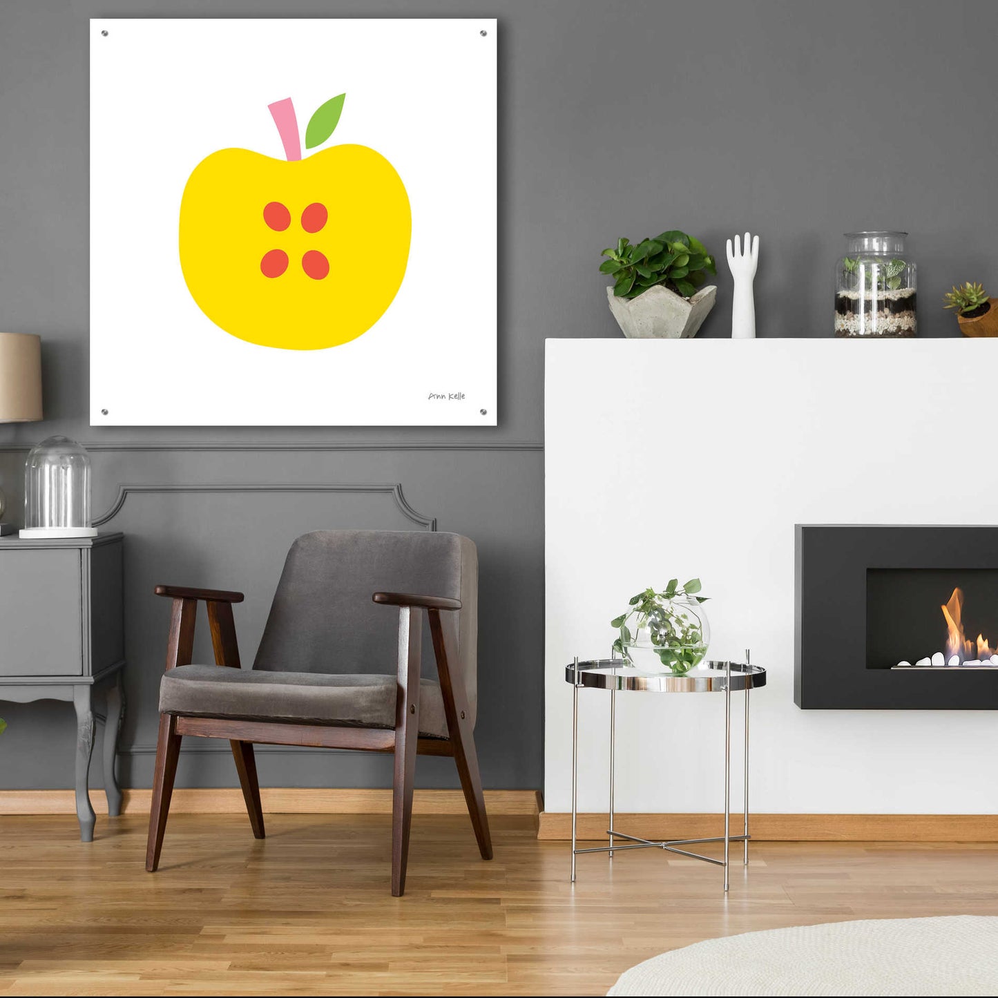 Epic Art 'Yellow Apple' by Ann Kelle Designs, Acrylic Glass Wall Art,36x36