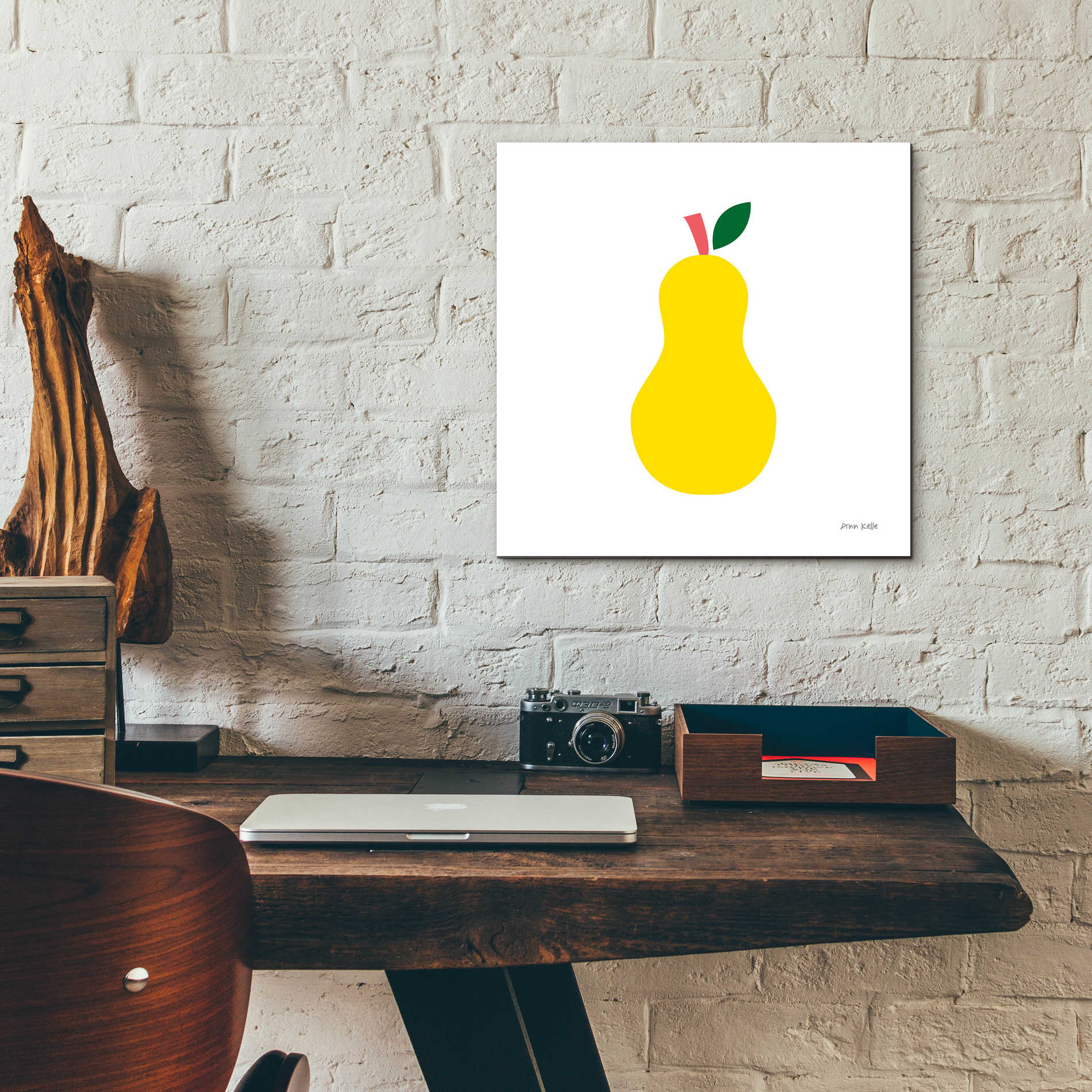 Epic Art 'Yellow Pear' by Ann Kelle Designs, Acrylic Glass Wall Art,12x12