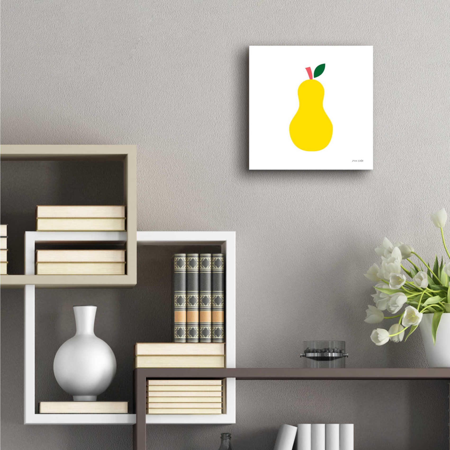 Epic Art 'Yellow Pear' by Ann Kelle Designs, Acrylic Glass Wall Art,12x12