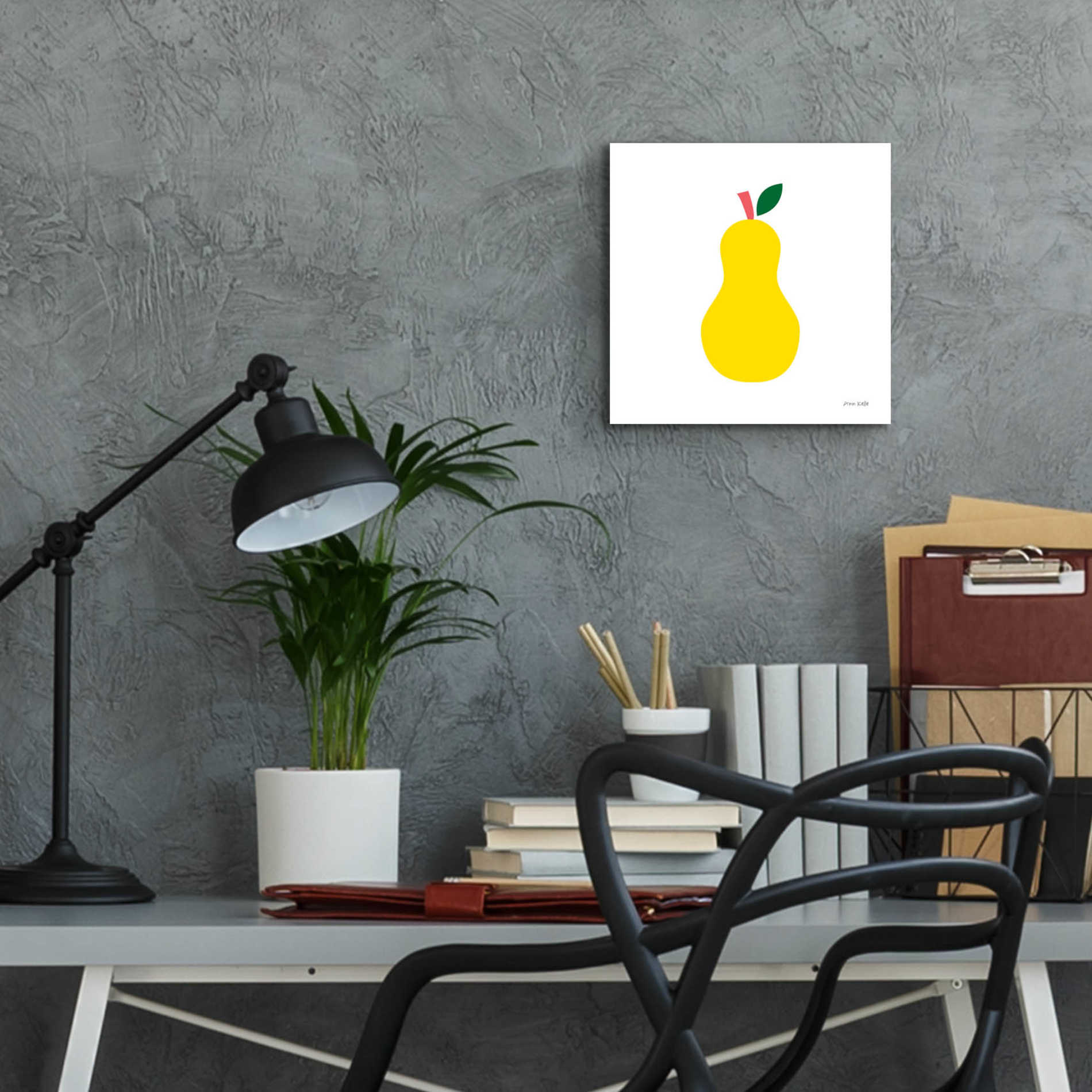 Epic Art 'Yellow Pear' by Ann Kelle Designs, Acrylic Glass Wall Art,12x12