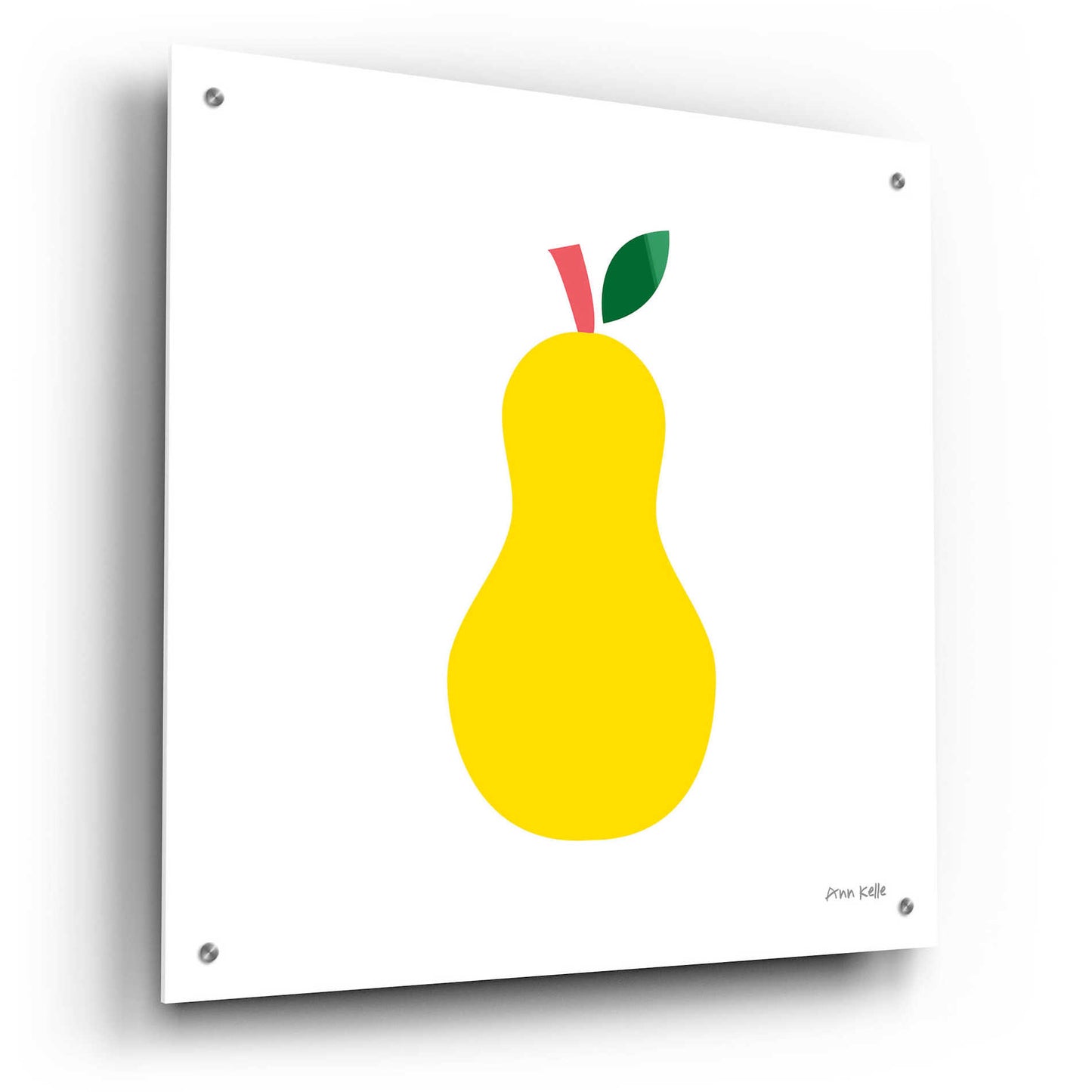 Epic Art 'Yellow Pear' by Ann Kelle Designs, Acrylic Glass Wall Art,24x24