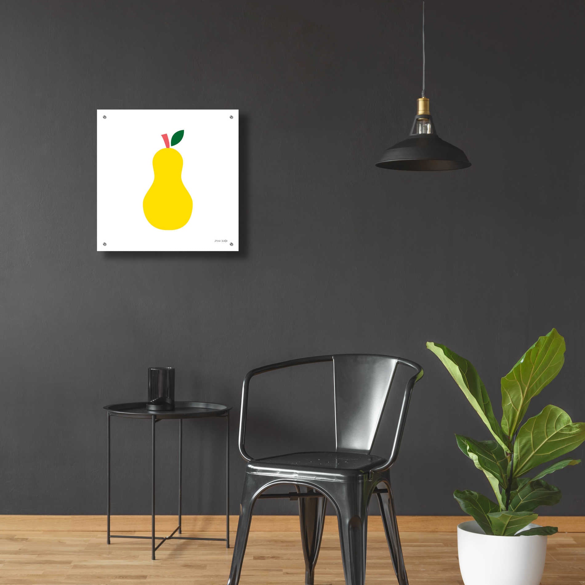 Epic Art 'Yellow Pear' by Ann Kelle Designs, Acrylic Glass Wall Art,24x24