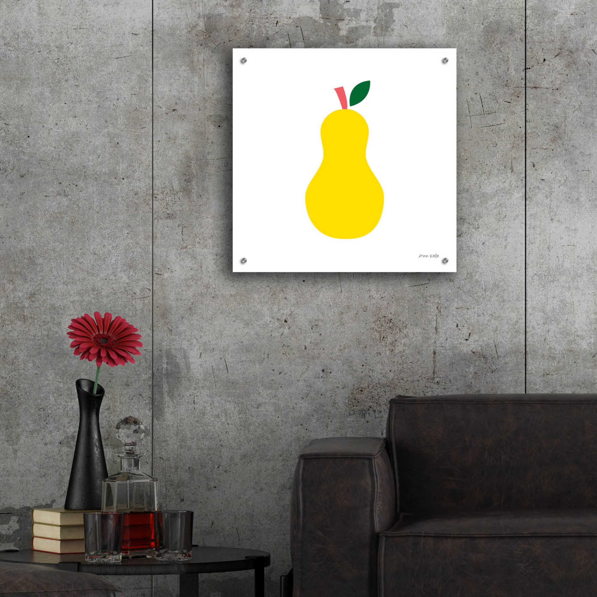 Epic Art 'Yellow Pear' by Ann Kelle Designs, Acrylic Glass Wall Art,24x24