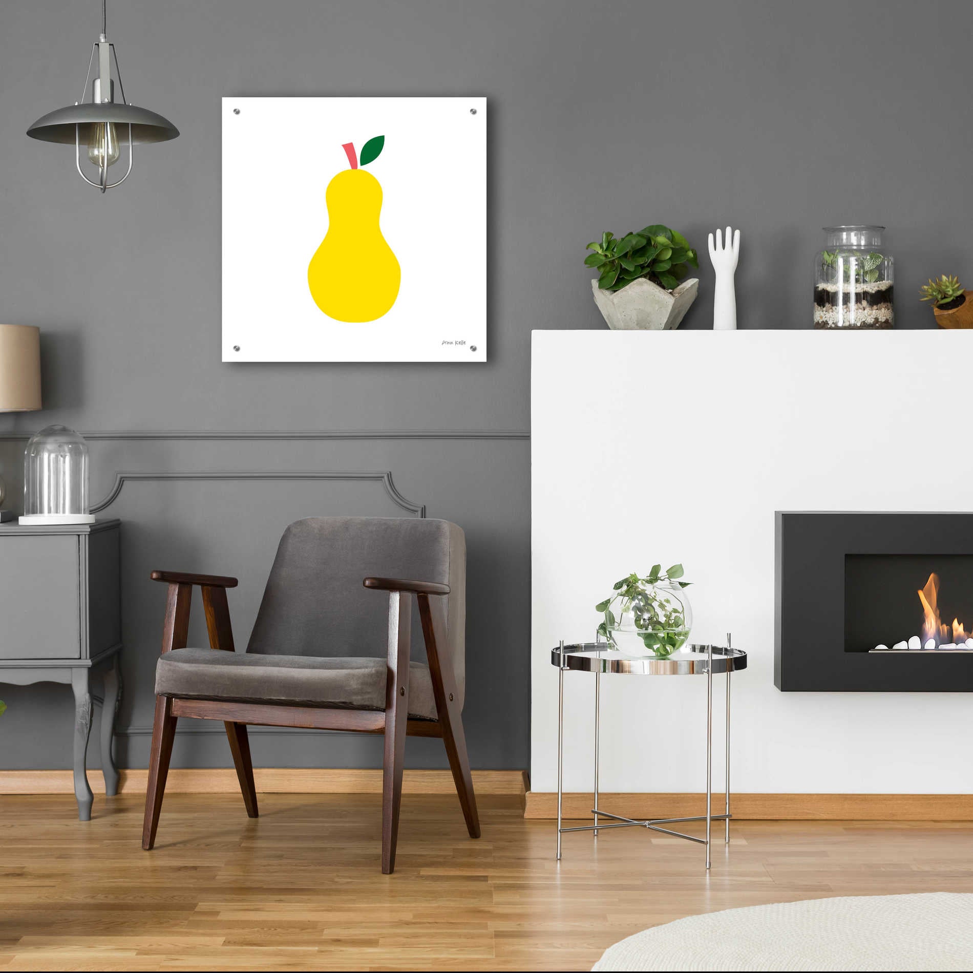 Epic Art 'Yellow Pear' by Ann Kelle Designs, Acrylic Glass Wall Art,24x24