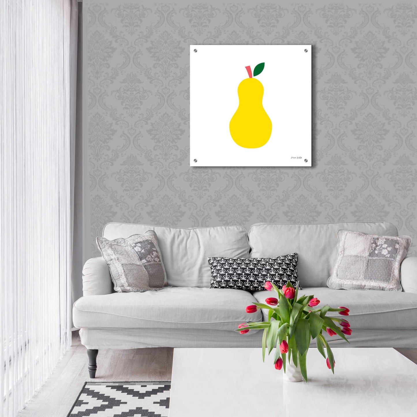 Epic Art 'Yellow Pear' by Ann Kelle Designs, Acrylic Glass Wall Art,24x24