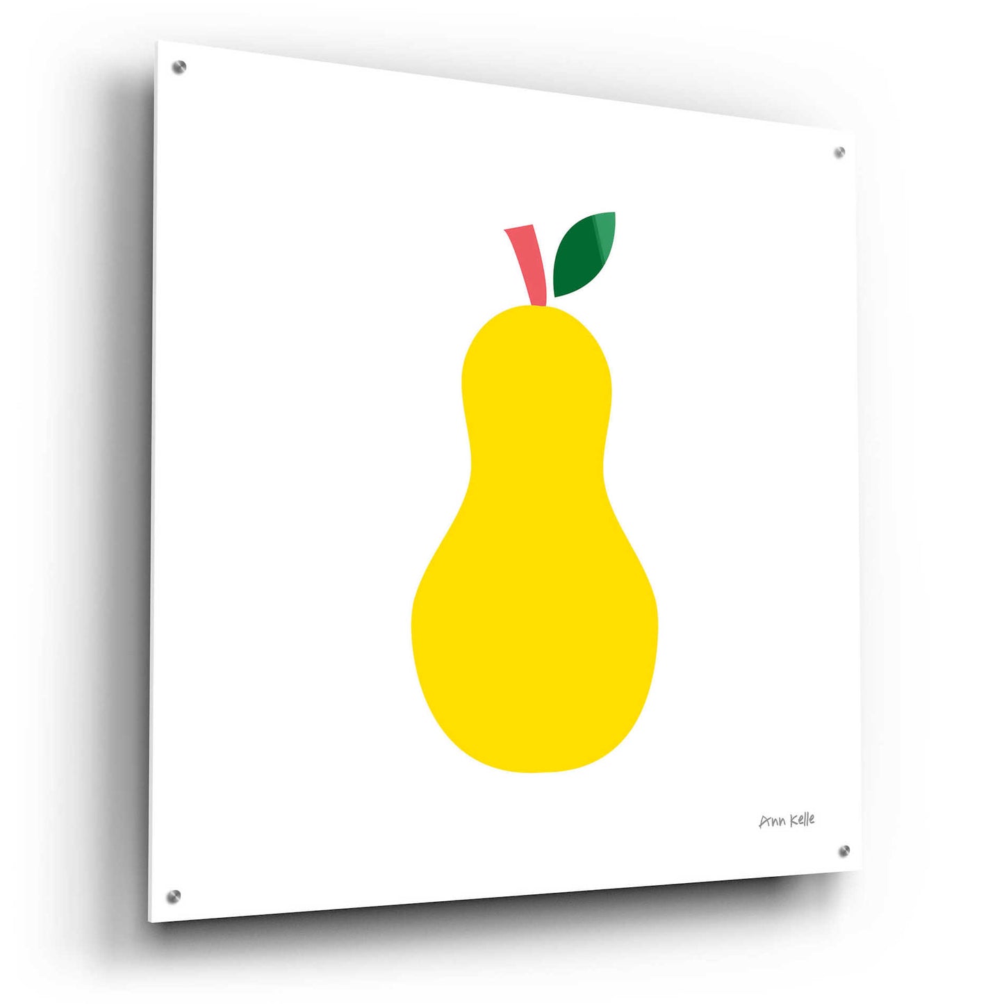 Epic Art 'Yellow Pear' by Ann Kelle Designs, Acrylic Glass Wall Art,36x36