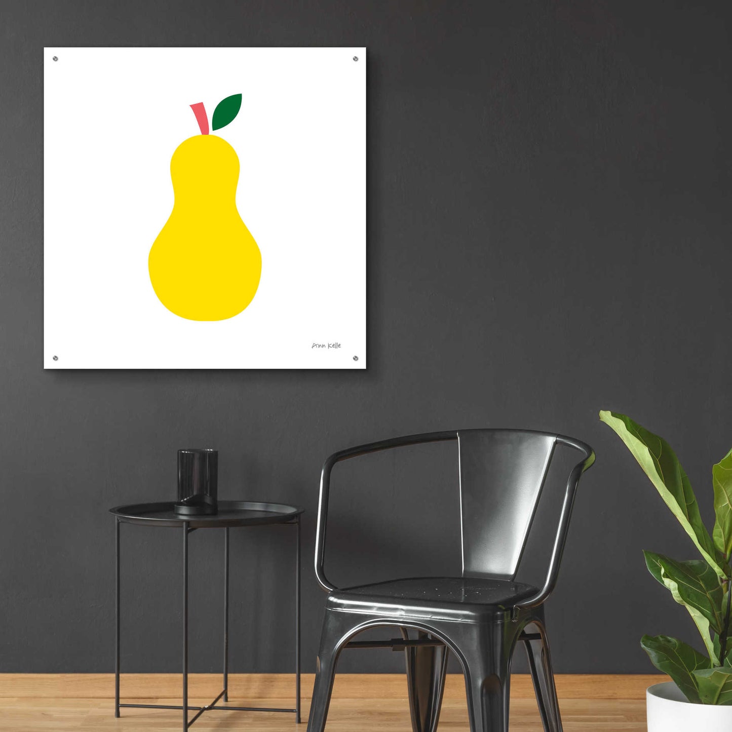 Epic Art 'Yellow Pear' by Ann Kelle Designs, Acrylic Glass Wall Art,36x36