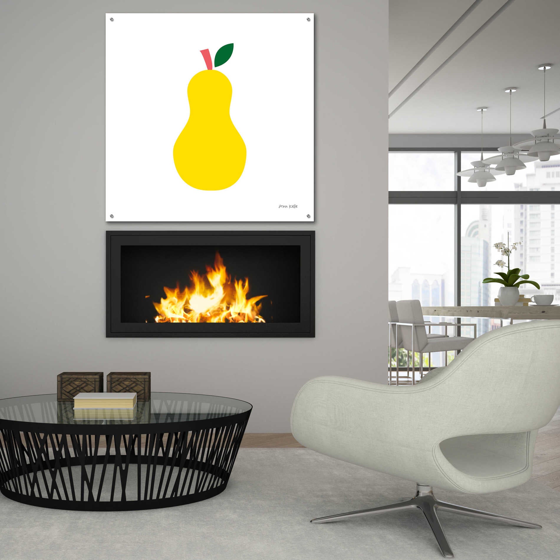 Epic Art 'Yellow Pear' by Ann Kelle Designs, Acrylic Glass Wall Art,36x36