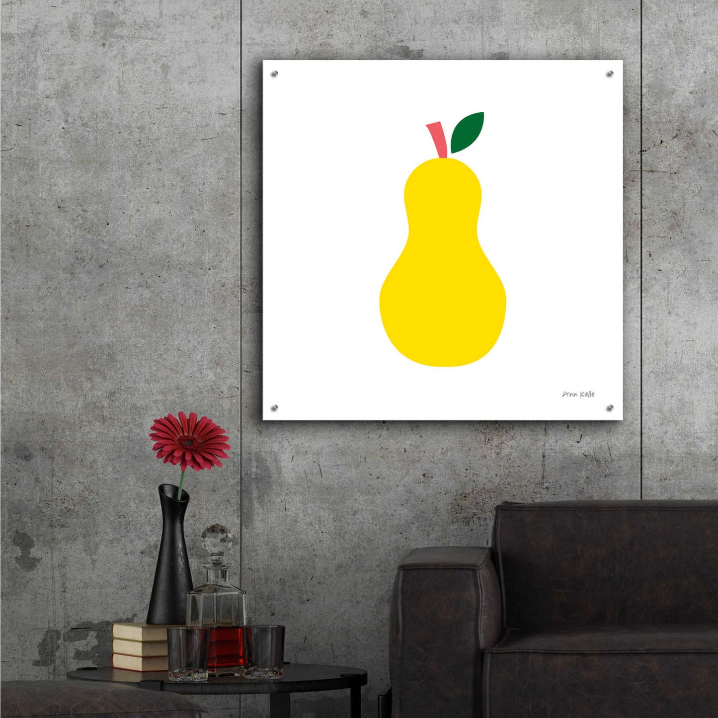 Epic Art 'Yellow Pear' by Ann Kelle Designs, Acrylic Glass Wall Art,36x36