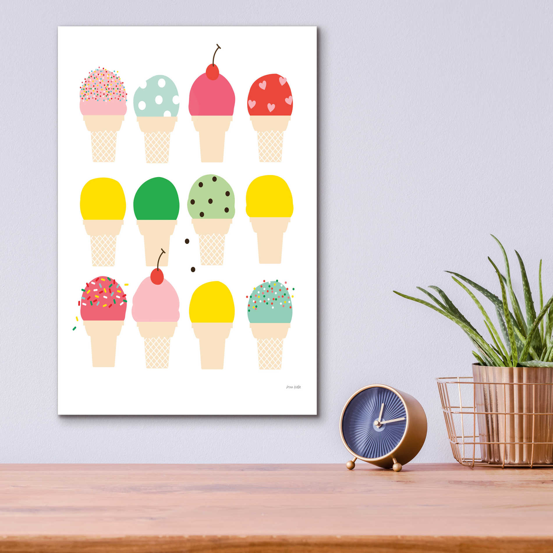 Epic Art 'Ice Cream Fun' by Ann Kelle Designs, Acrylic Glass Wall Art,12x16