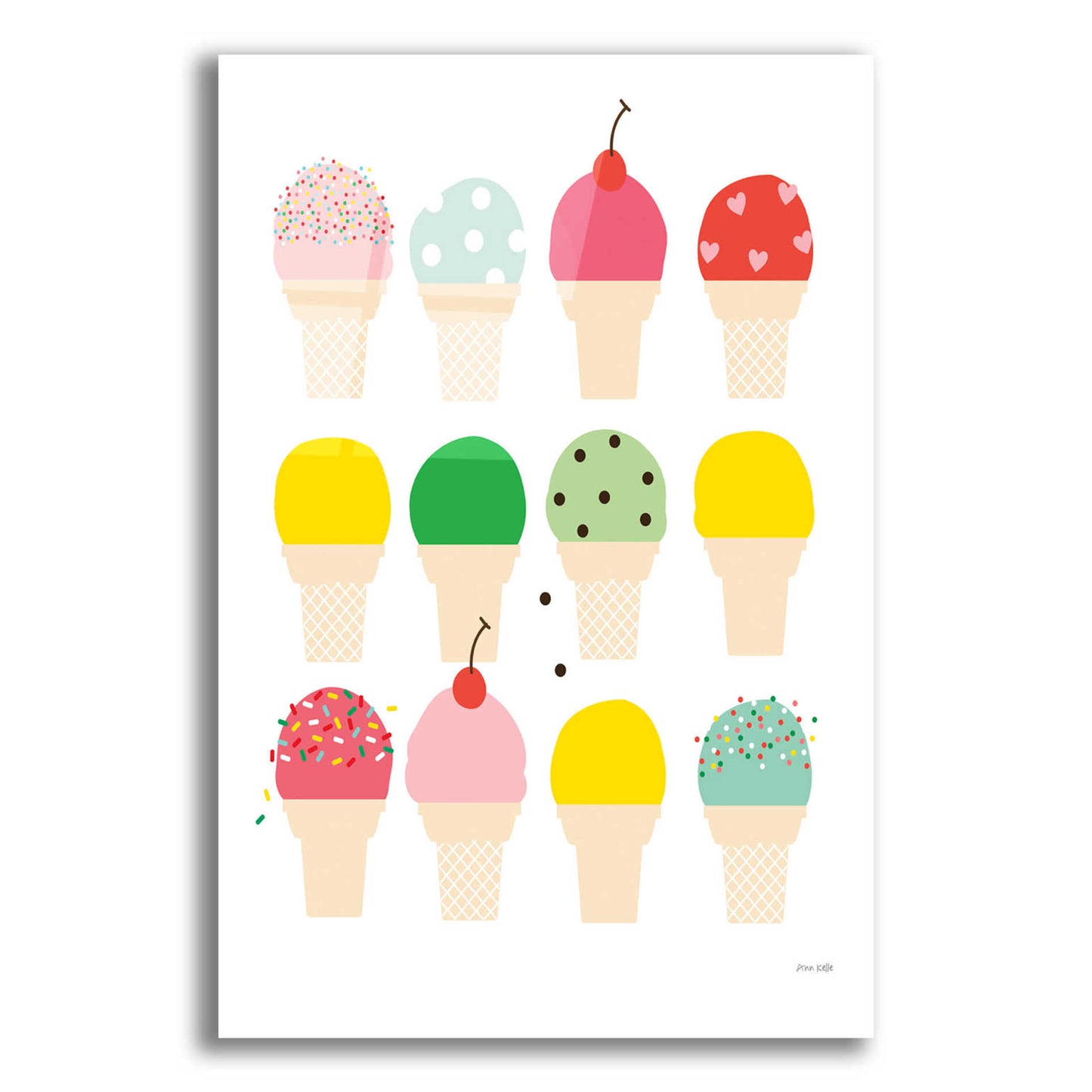 Epic Art 'Ice Cream Fun' by Ann Kelle Designs, Acrylic Glass Wall Art,12x16