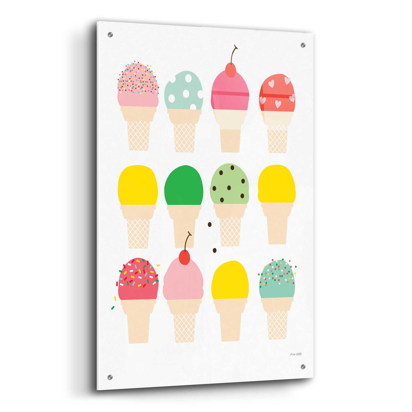 Epic Art 'Ice Cream Fun' by Ann Kelle Designs, Acrylic Glass Wall Art,24x36