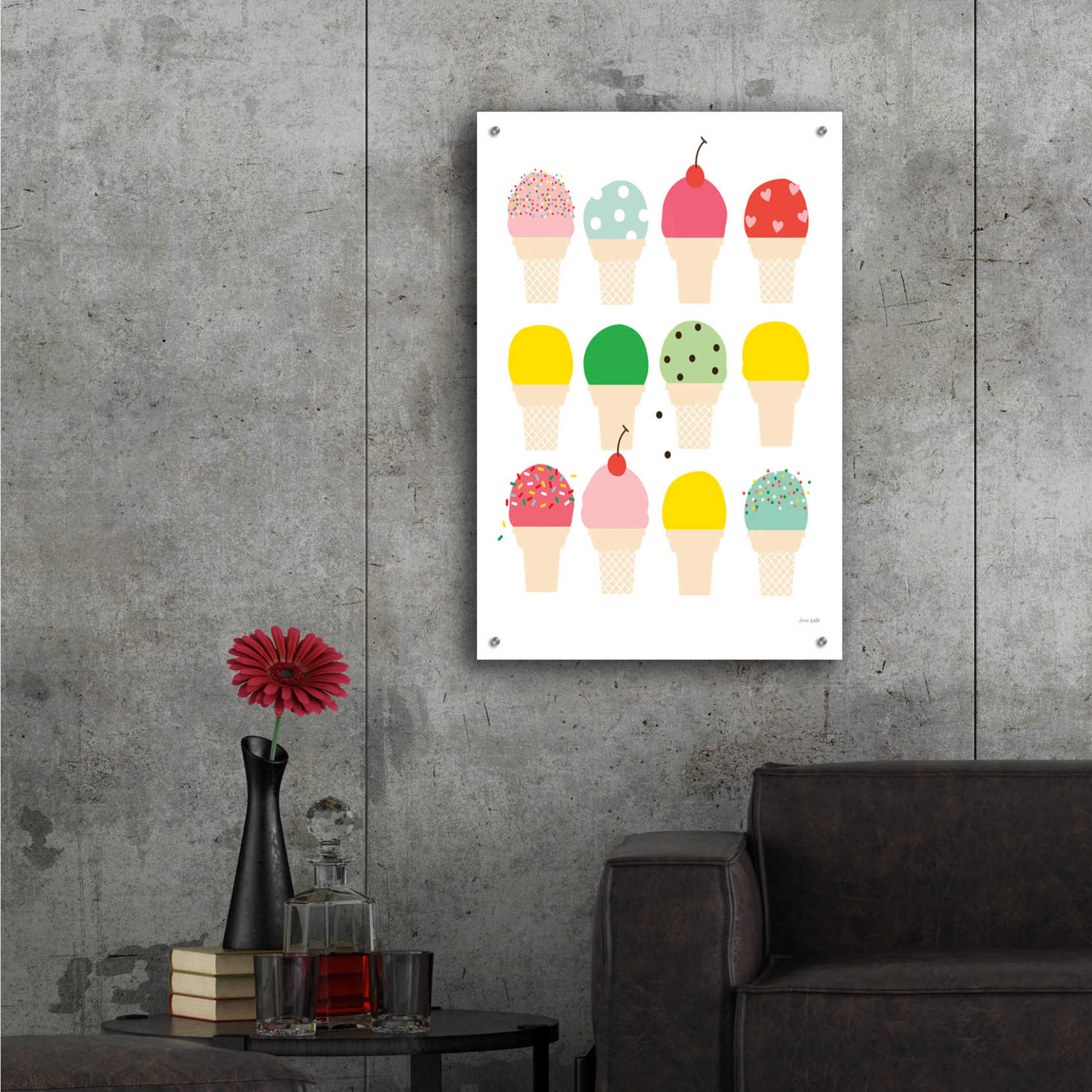 Epic Art 'Ice Cream Fun' by Ann Kelle Designs, Acrylic Glass Wall Art,24x36