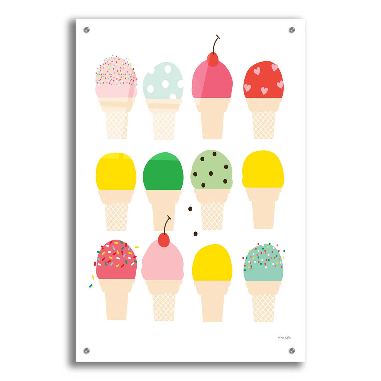 Epic Art 'Ice Cream Fun' by Ann Kelle Designs, Acrylic Glass Wall Art,24x36