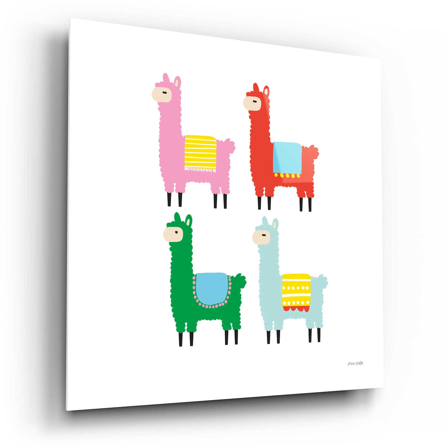 Epic Art 'The Llamas' by Ann Kelle Designs, Acrylic Glass Wall Art,12x12