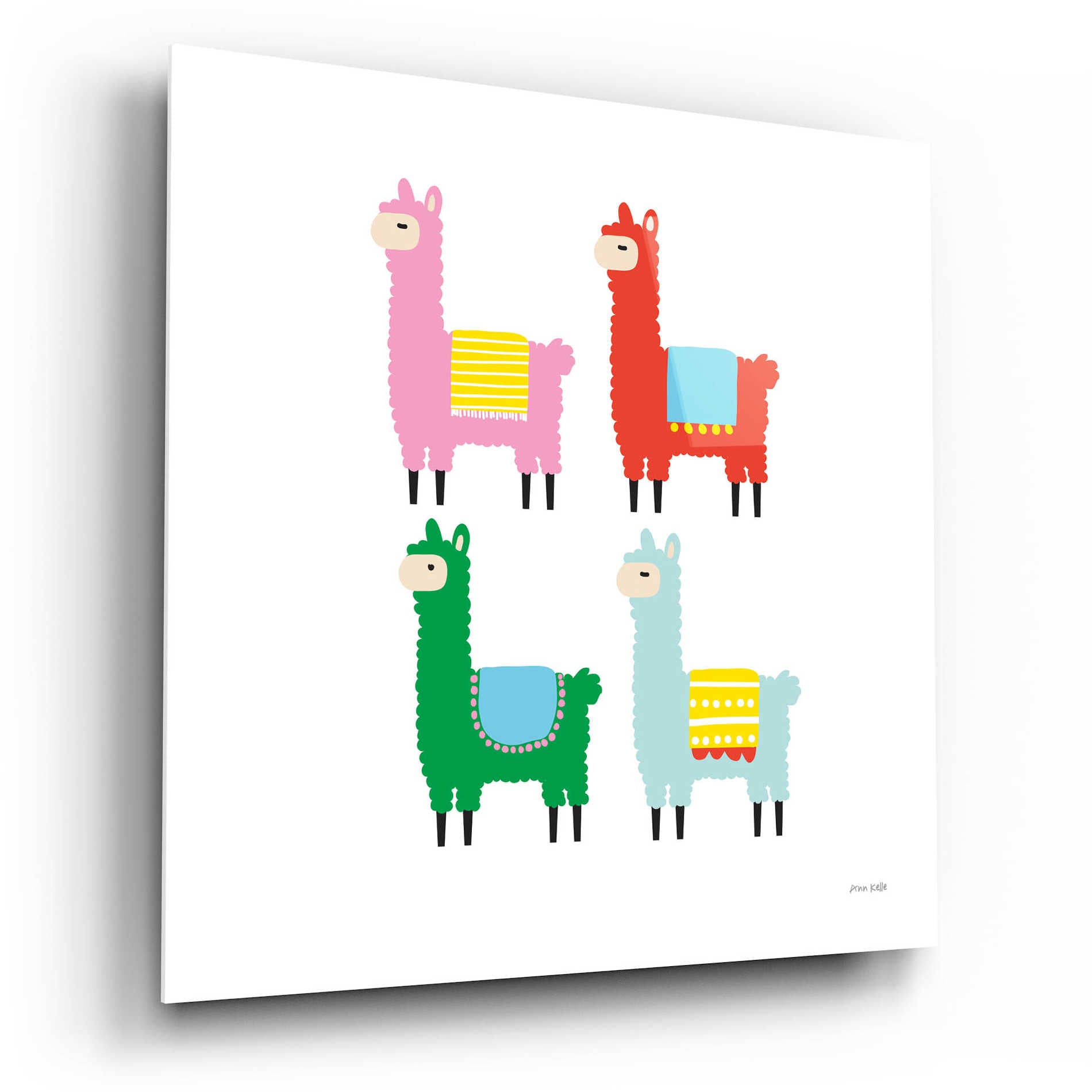 Epic Art 'The Llamas' by Ann Kelle Designs, Acrylic Glass Wall Art,12x12