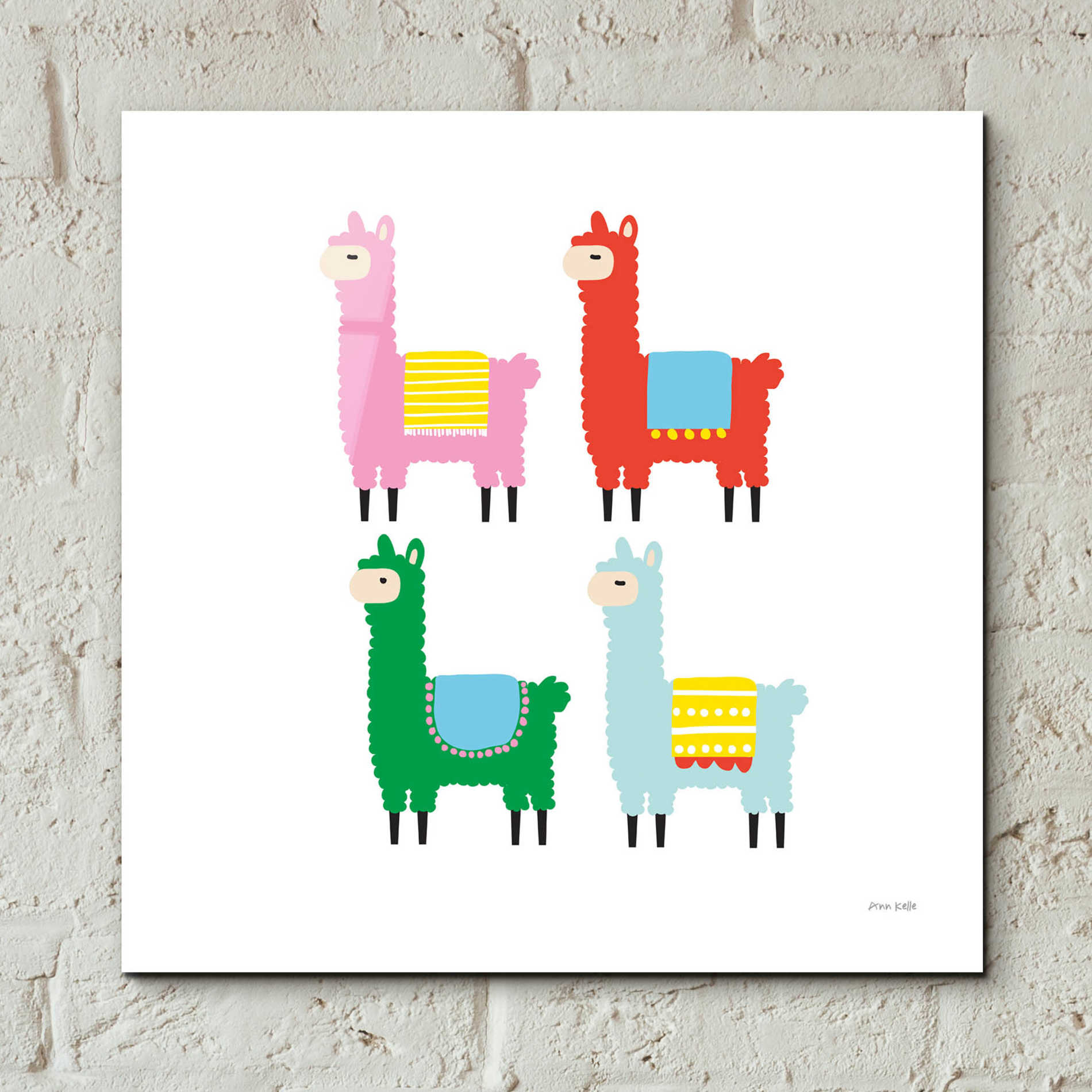 Epic Art 'The Llamas' by Ann Kelle Designs, Acrylic Glass Wall Art,12x12