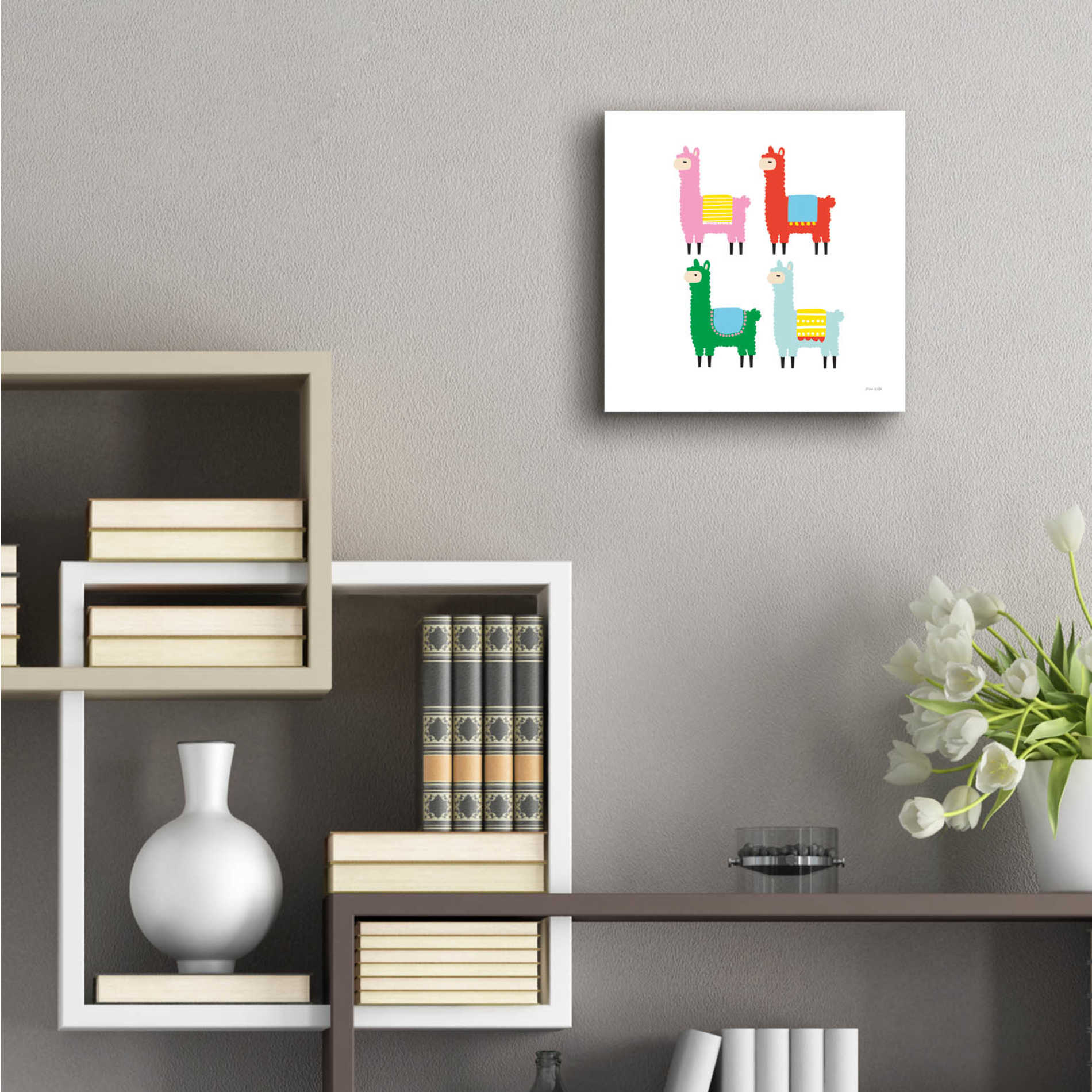 Epic Art 'The Llamas' by Ann Kelle Designs, Acrylic Glass Wall Art,12x12