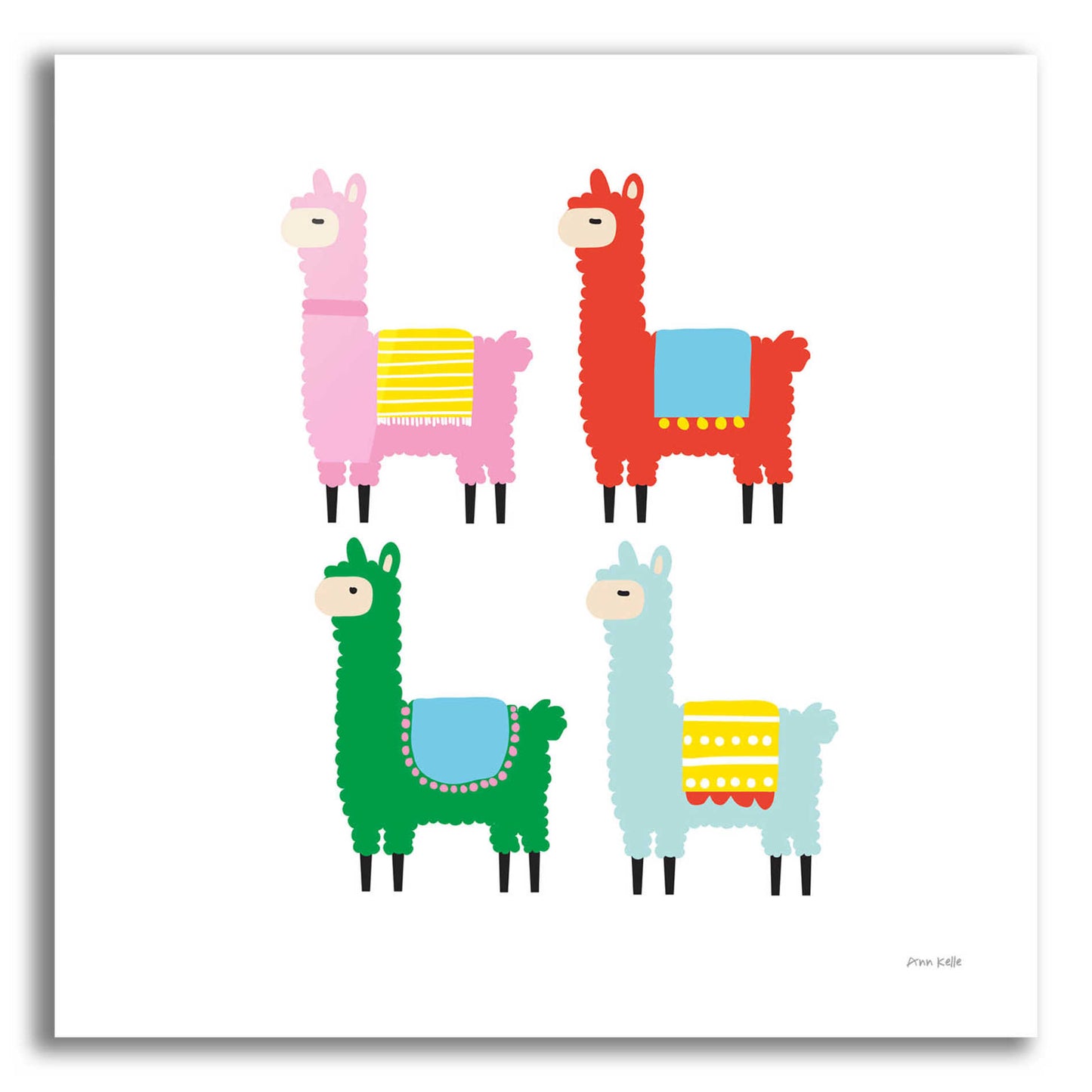 Epic Art 'The Llamas' by Ann Kelle Designs, Acrylic Glass Wall Art,12x12