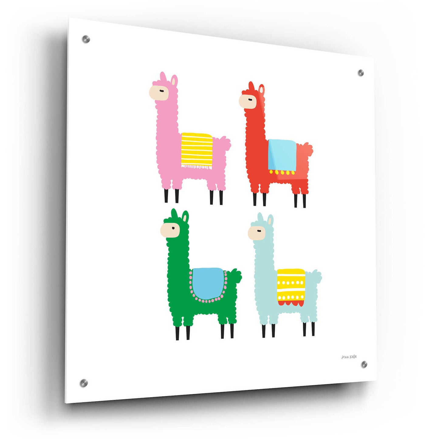 Epic Art 'The Llamas' by Ann Kelle Designs, Acrylic Glass Wall Art,24x24