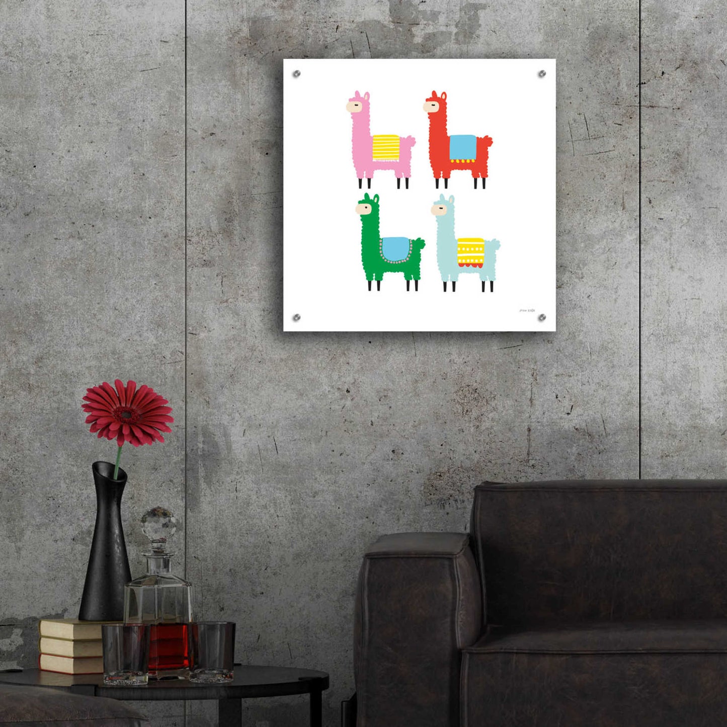 Epic Art 'The Llamas' by Ann Kelle Designs, Acrylic Glass Wall Art,24x24