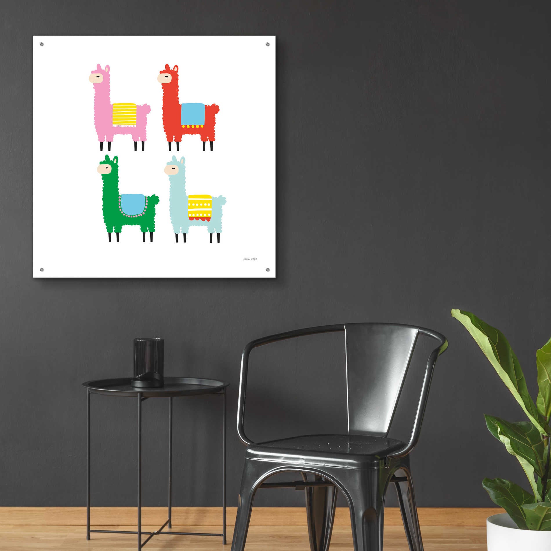 Epic Art 'The Llamas' by Ann Kelle Designs, Acrylic Glass Wall Art,36x36