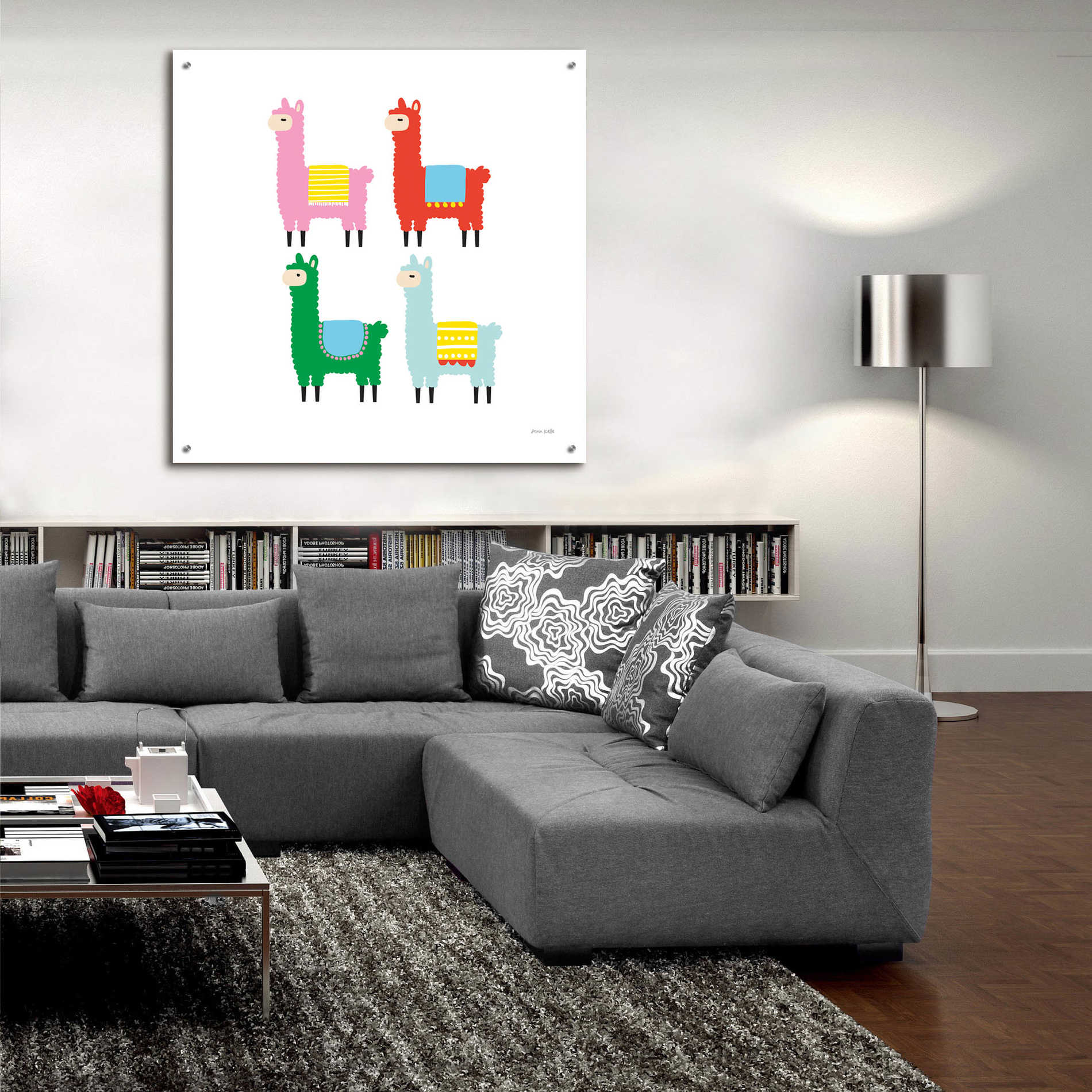 Epic Art 'The Llamas' by Ann Kelle Designs, Acrylic Glass Wall Art,36x36