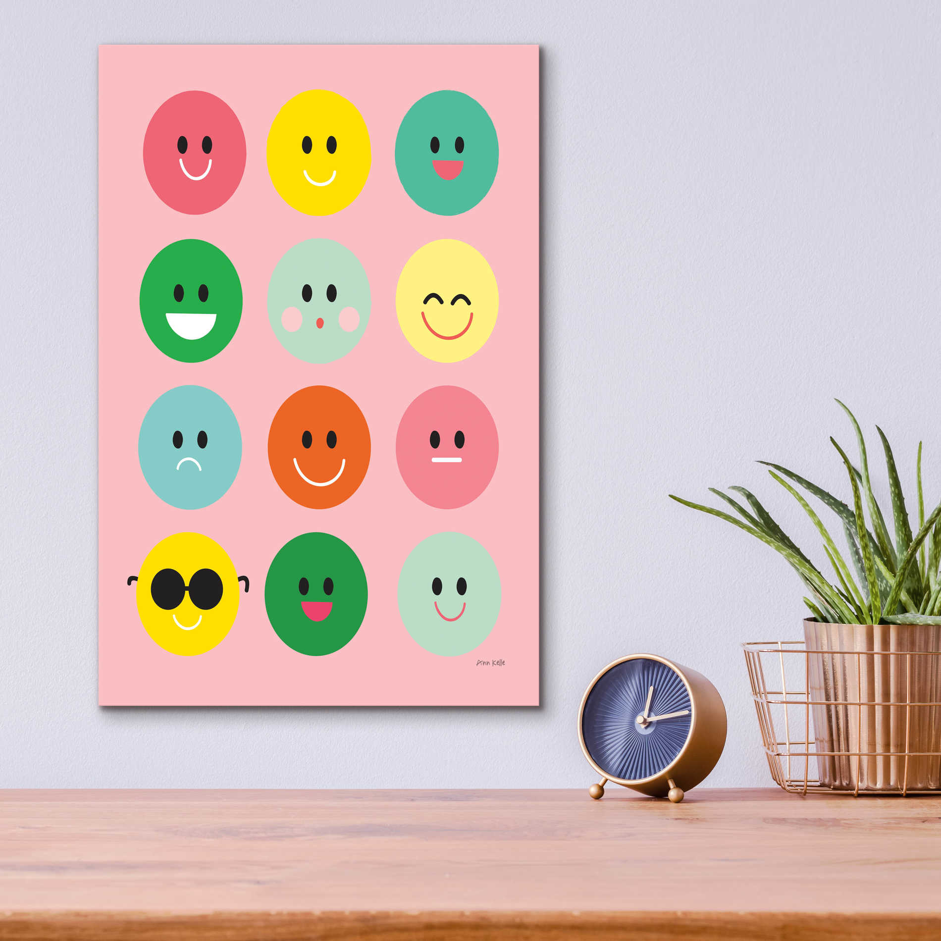 Epic Art 'Happy Circles' by Ann Kelle Designs, Acrylic Glass Wall Art,12x16