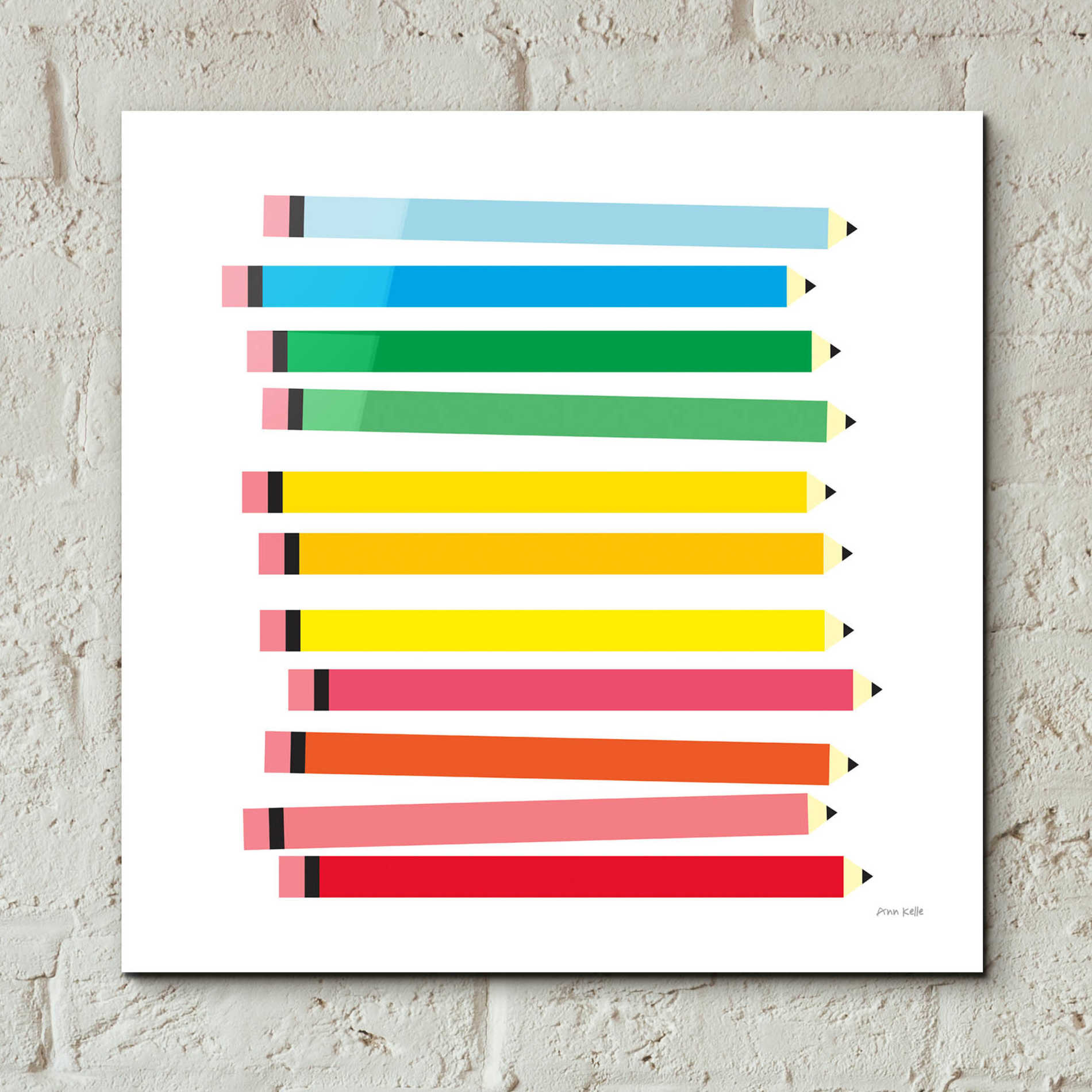 Epic Art 'Colored Pencils' by Ann Kelle Designs, Acrylic Glass Wall Art,12x12