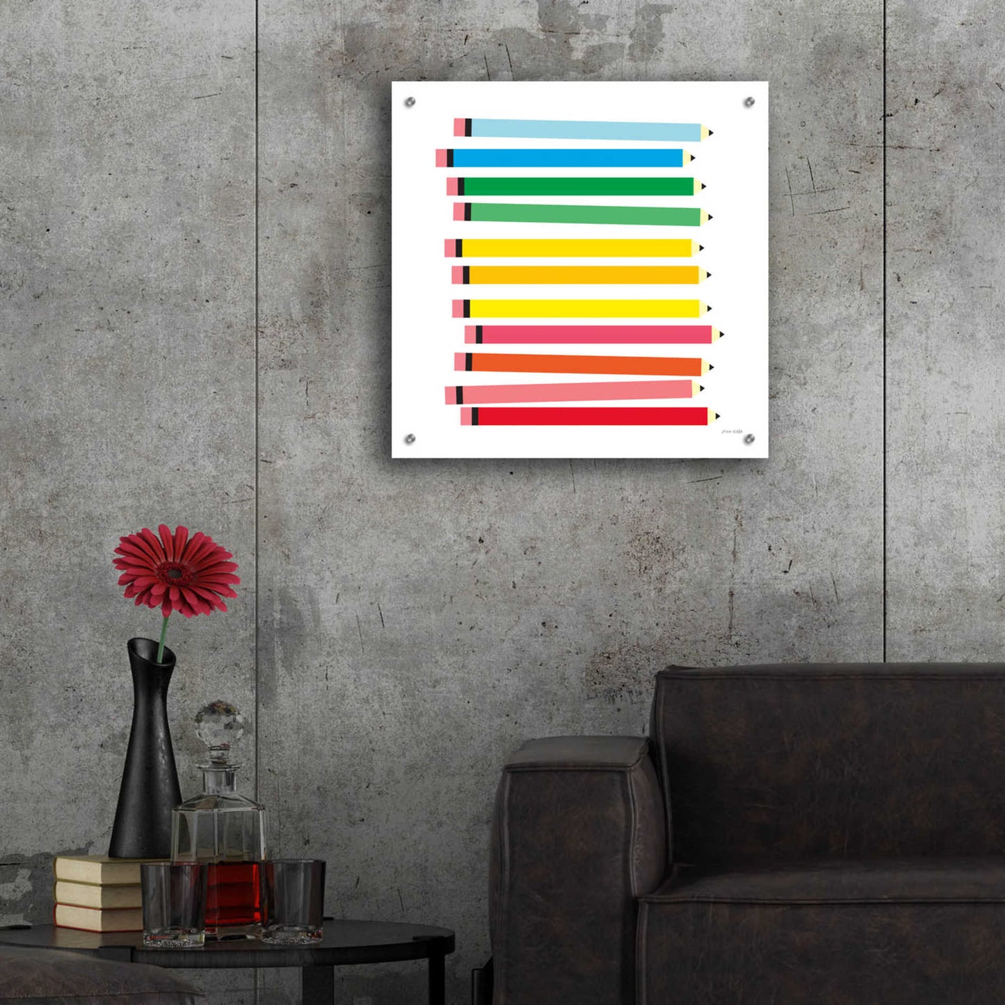 Epic Art 'Colored Pencils' by Ann Kelle Designs, Acrylic Glass Wall Art,24x24