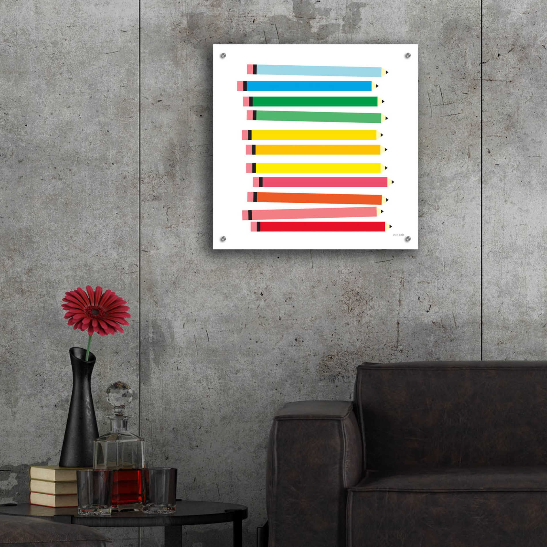 Epic Art 'Colored Pencils' by Ann Kelle Designs, Acrylic Glass Wall Art,24x24