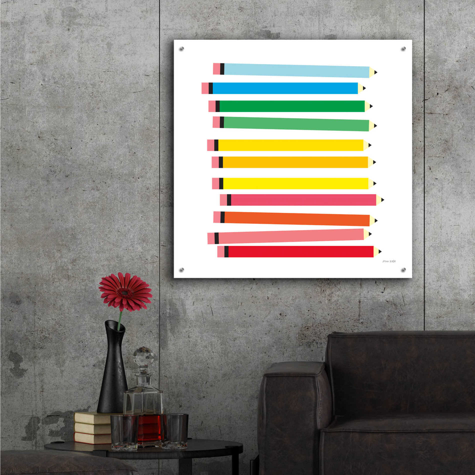 Epic Art 'Colored Pencils' by Ann Kelle Designs, Acrylic Glass Wall Art,36x36