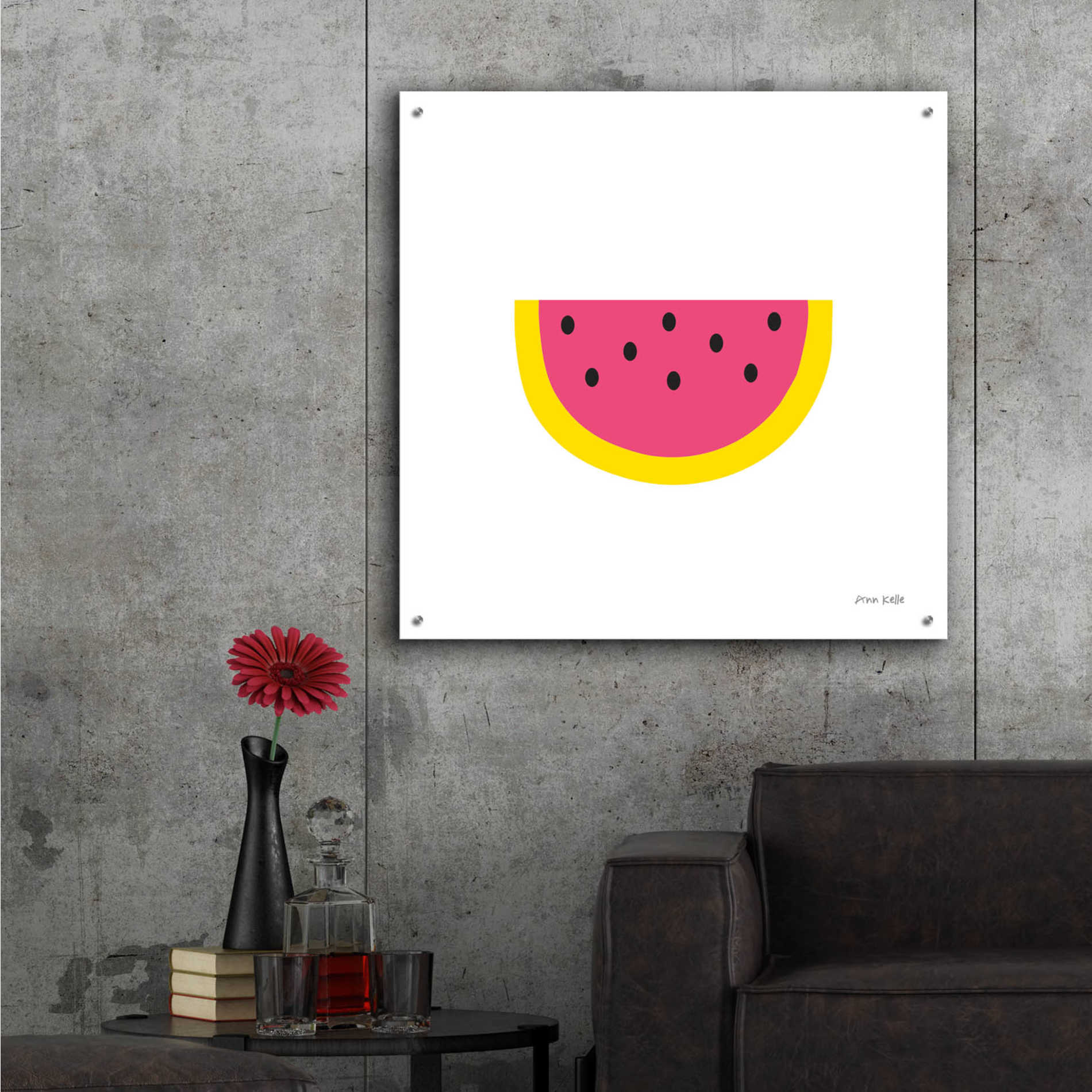 Epic Art 'Watermelon' by Ann Kelle Designs, Acrylic Glass Wall Art,36x36