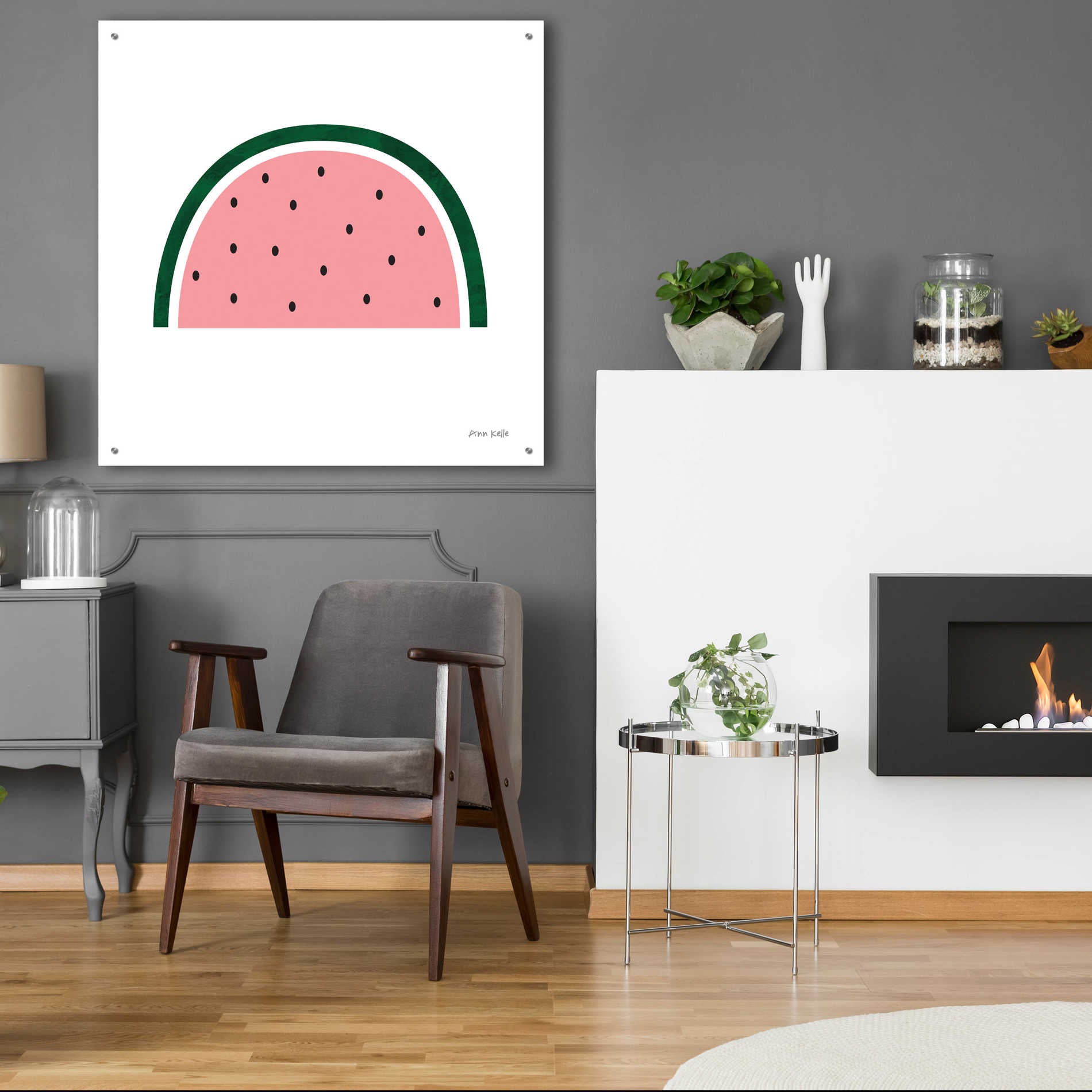 Epic Art 'Watermelon 2' by Ann Kelle Designs, Acrylic Glass Wall Art,36x36